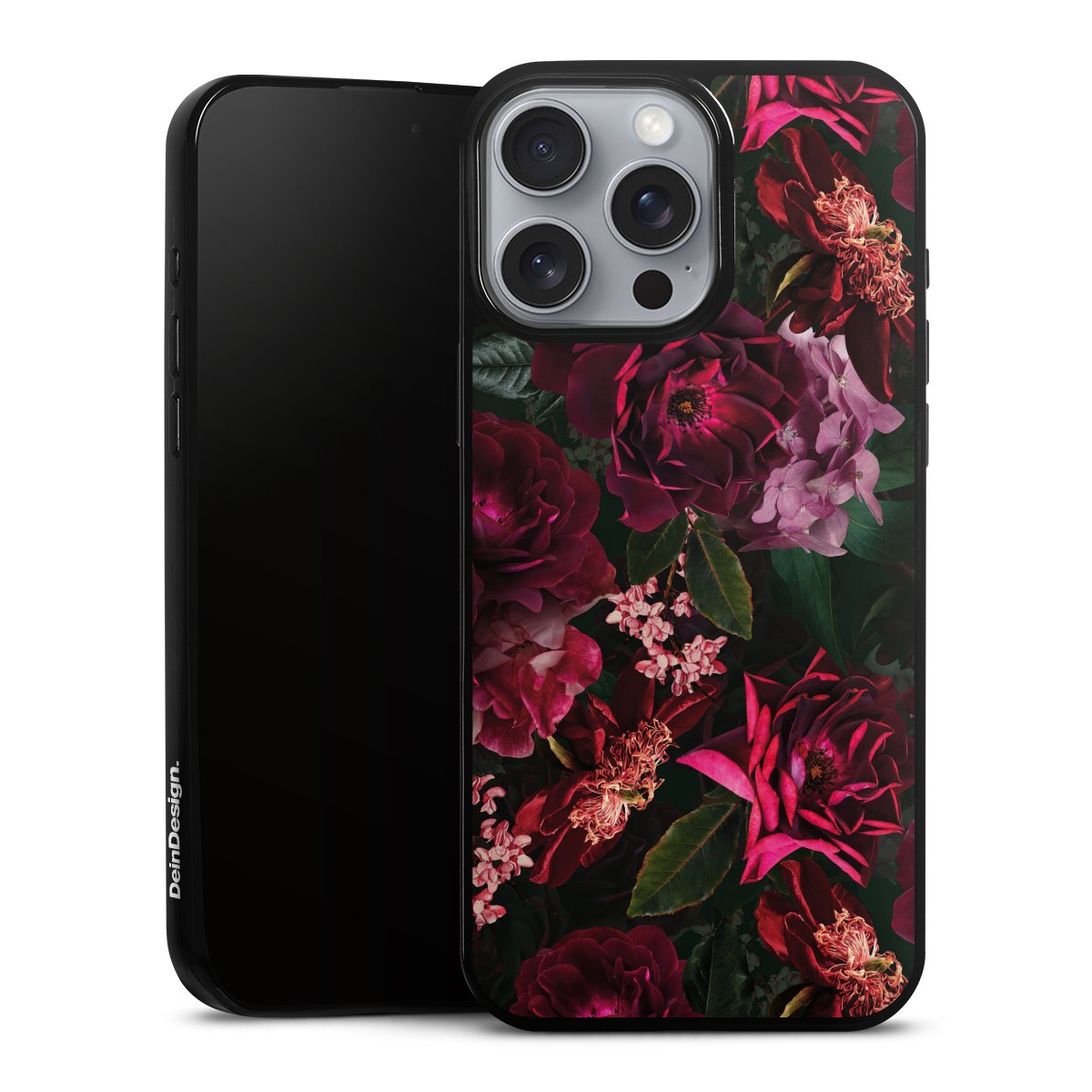 Fleurs rouge foncé et roses