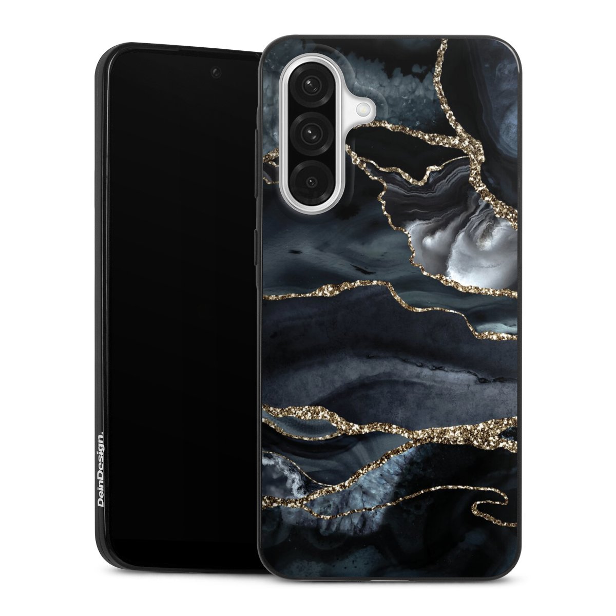 Dunkler Marmor Gold Glitzerlook