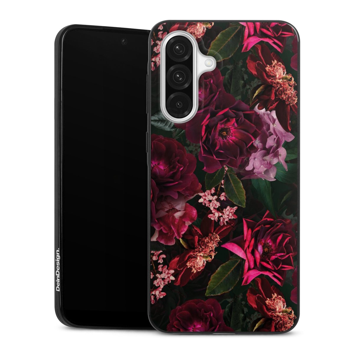 Fleurs rouge foncé et roses