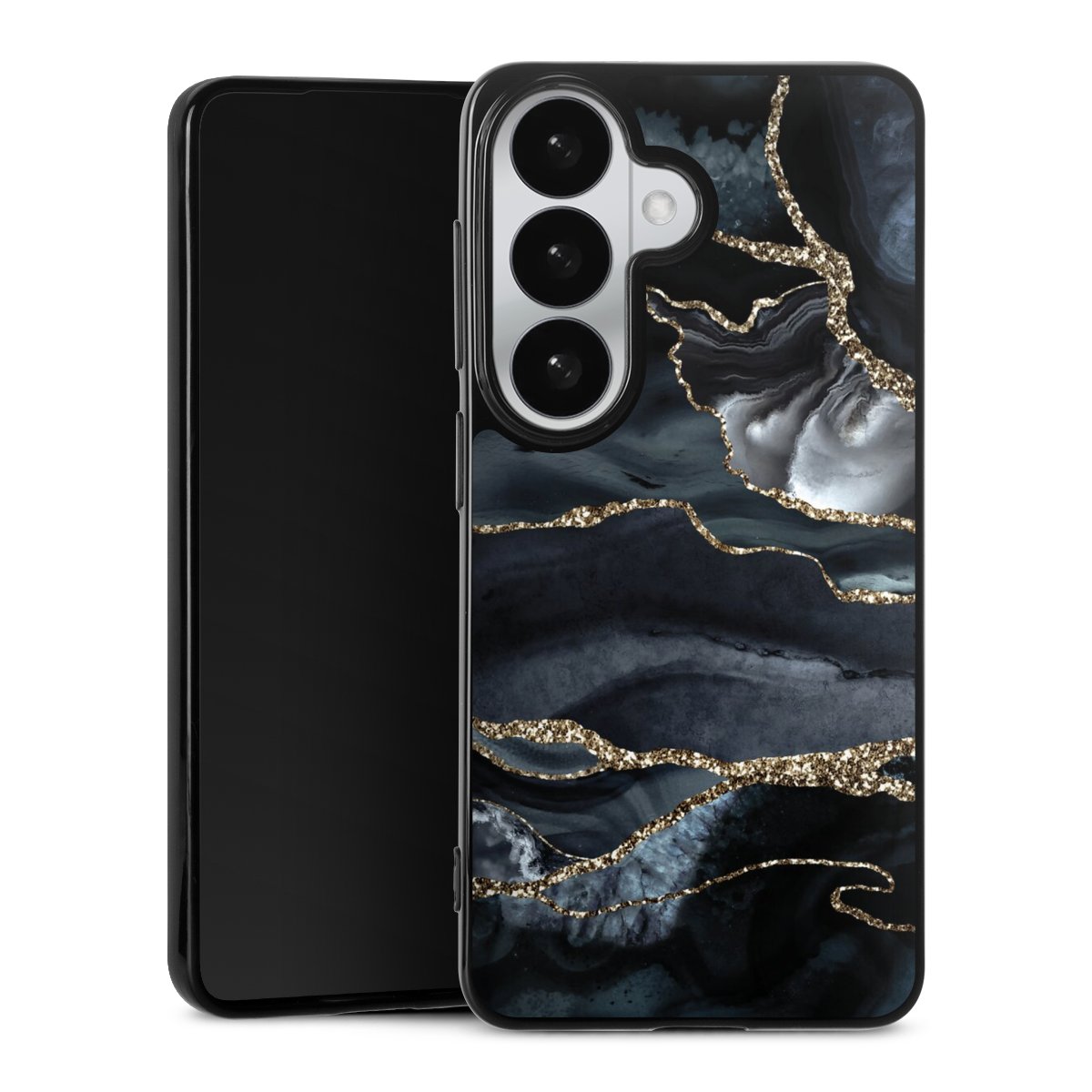 Dunkler Marmor Gold Glitzerlook