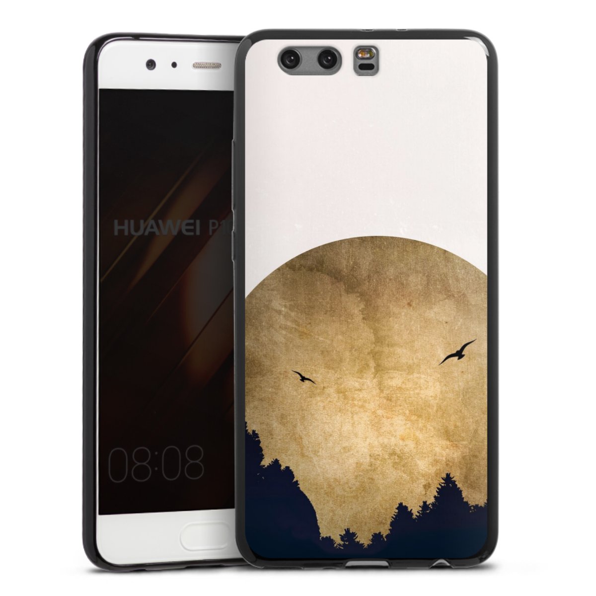 Deux oiseaux et la lune
