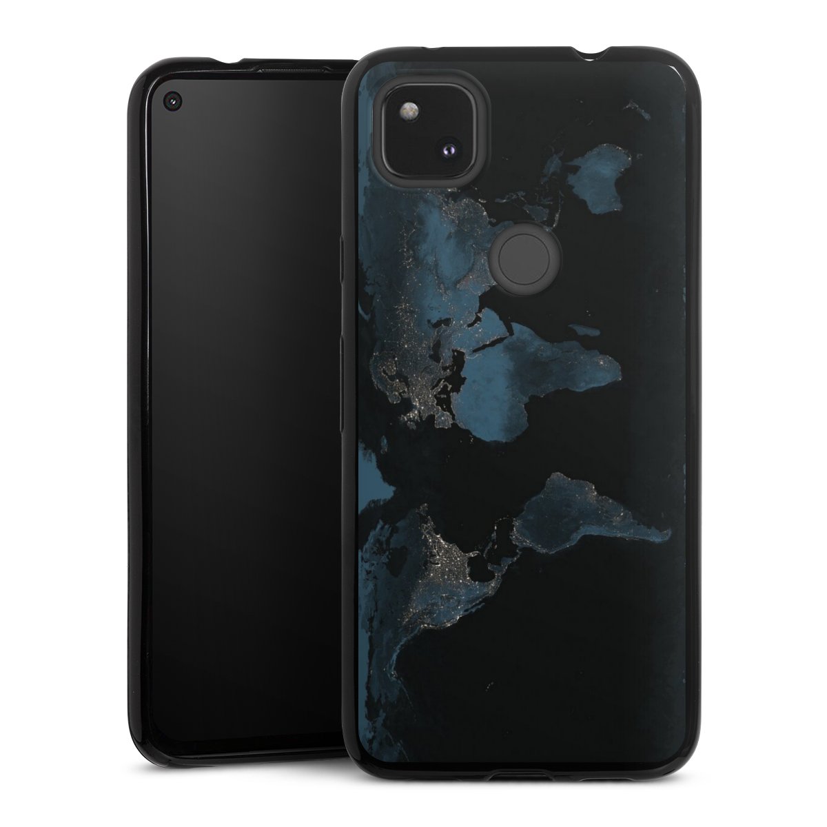 Mappa del mondo con luce notturna