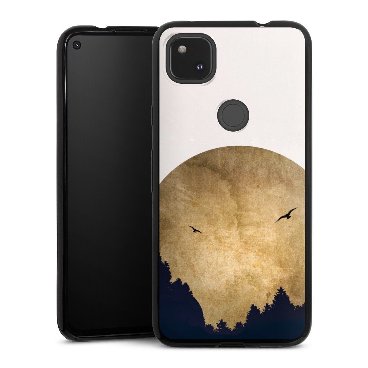 Deux oiseaux et la lune