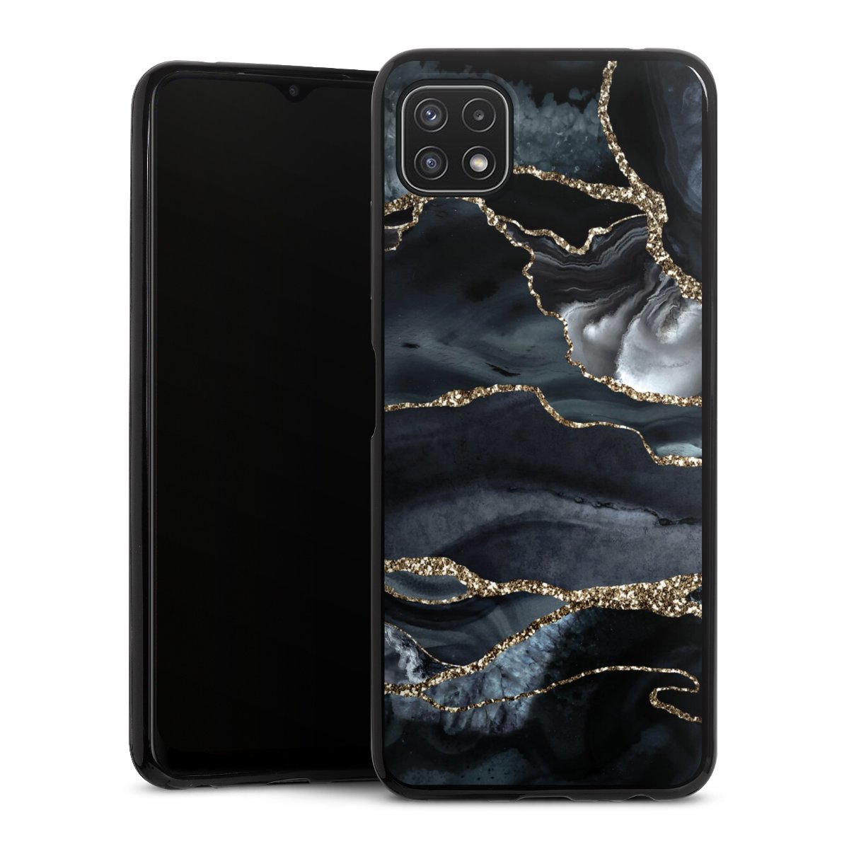 Dunkler Marmor Gold Glitzerlook