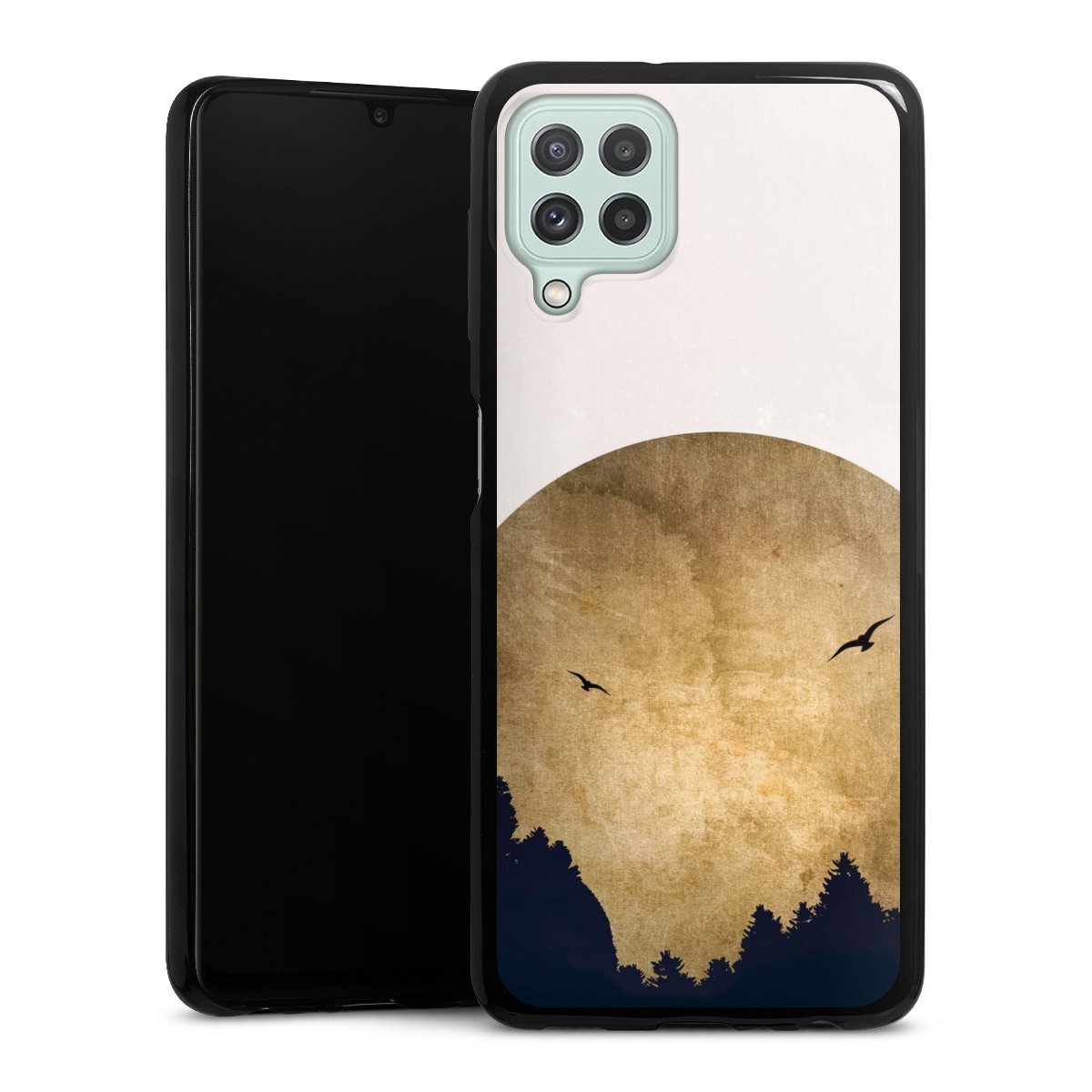 Deux oiseaux et la lune