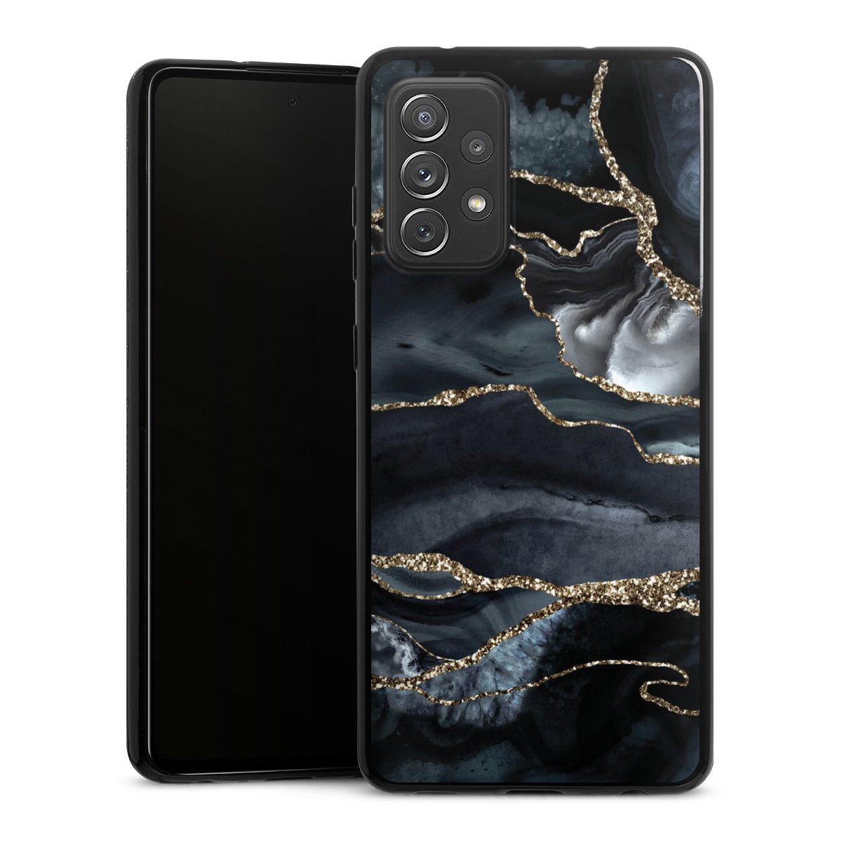 Dunkler Marmor Gold Glitzerlook