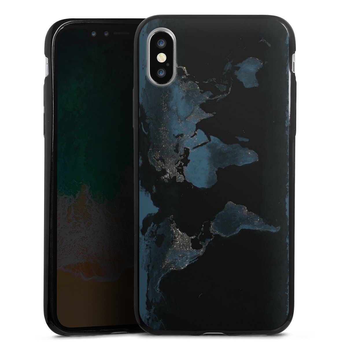 Mappa del mondo con luce notturna