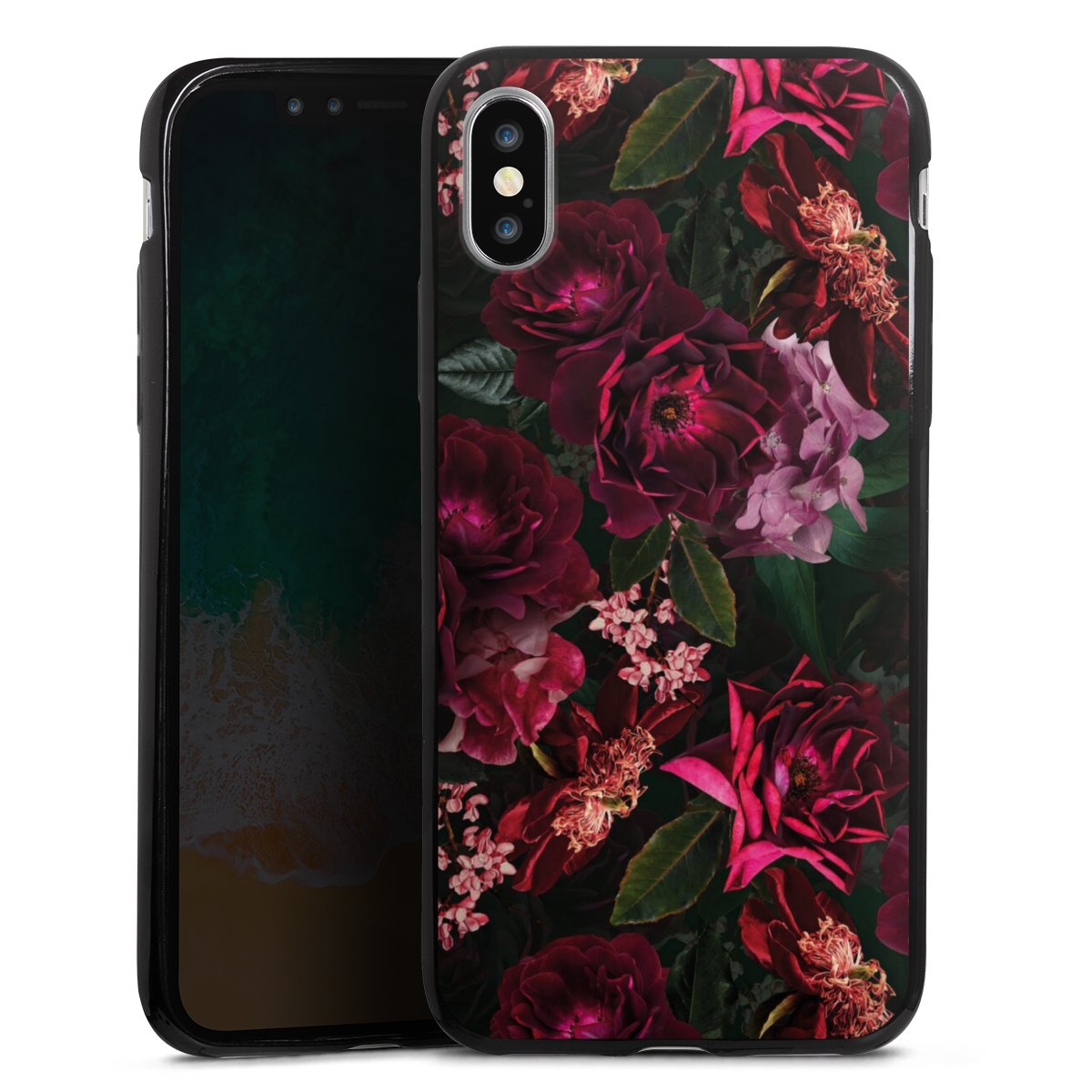 Dunkelrote und rosa Blüten