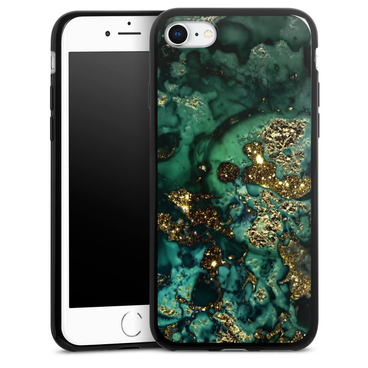 Aspetto marmorizzato ciano glitterato