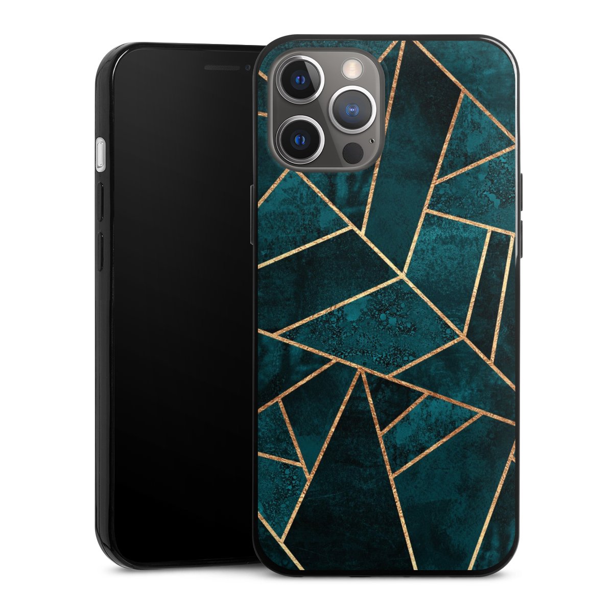 Tief Blaugrün Stein Gold Druck