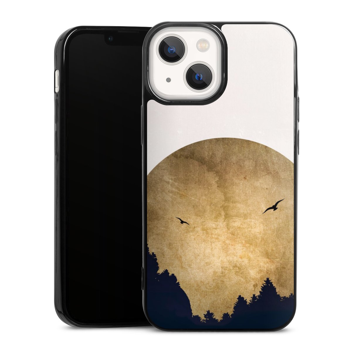 Deux oiseaux et la lune