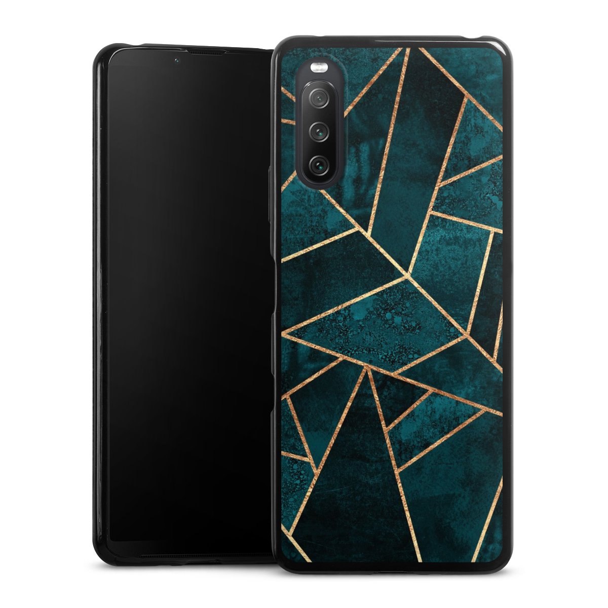 Tief Blaugrün Stein Gold Druck