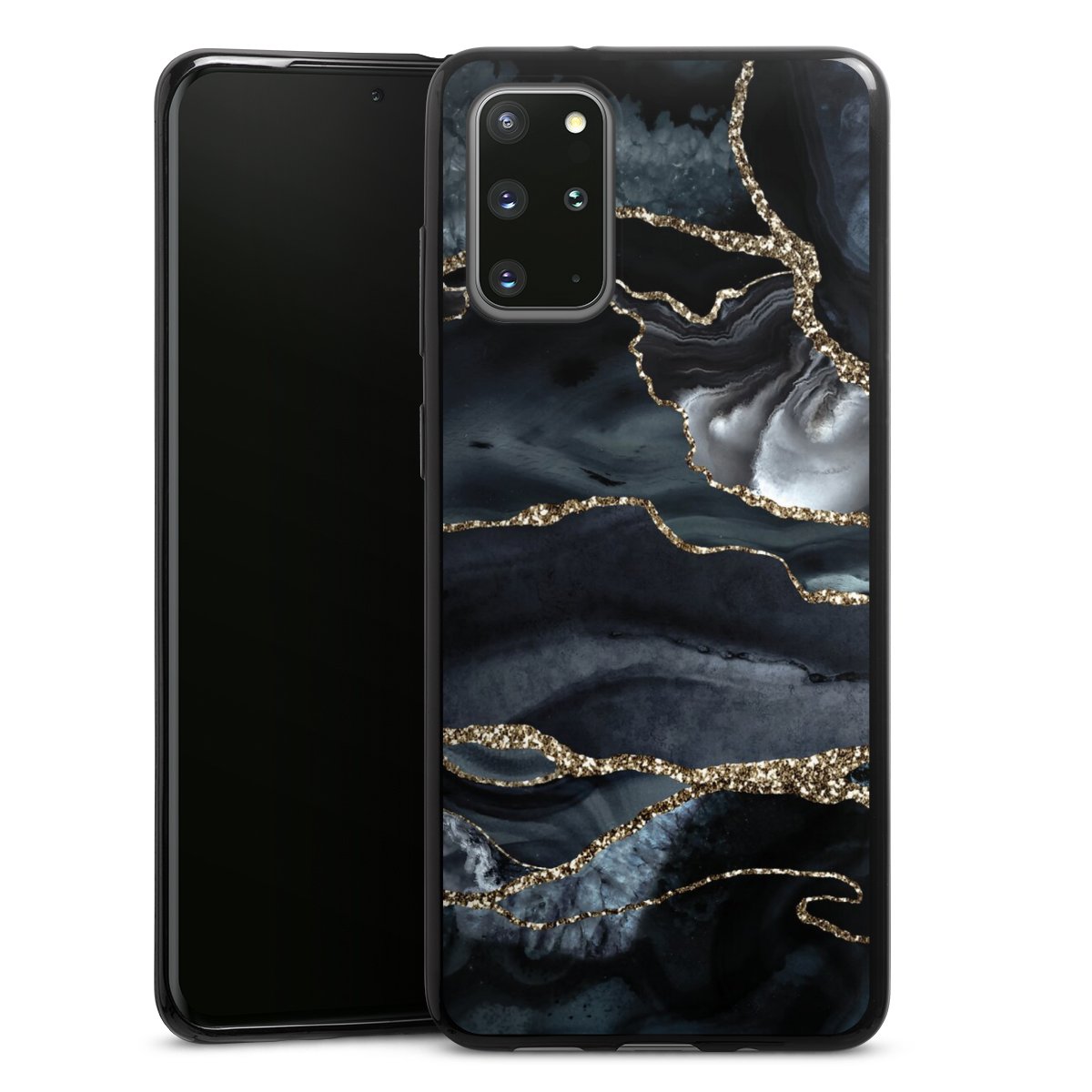 Dunkler Marmor Gold Glitzerlook