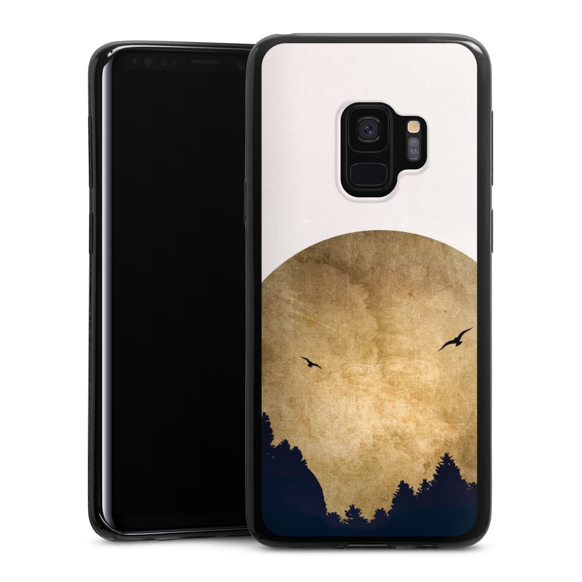 Deux oiseaux et la lune