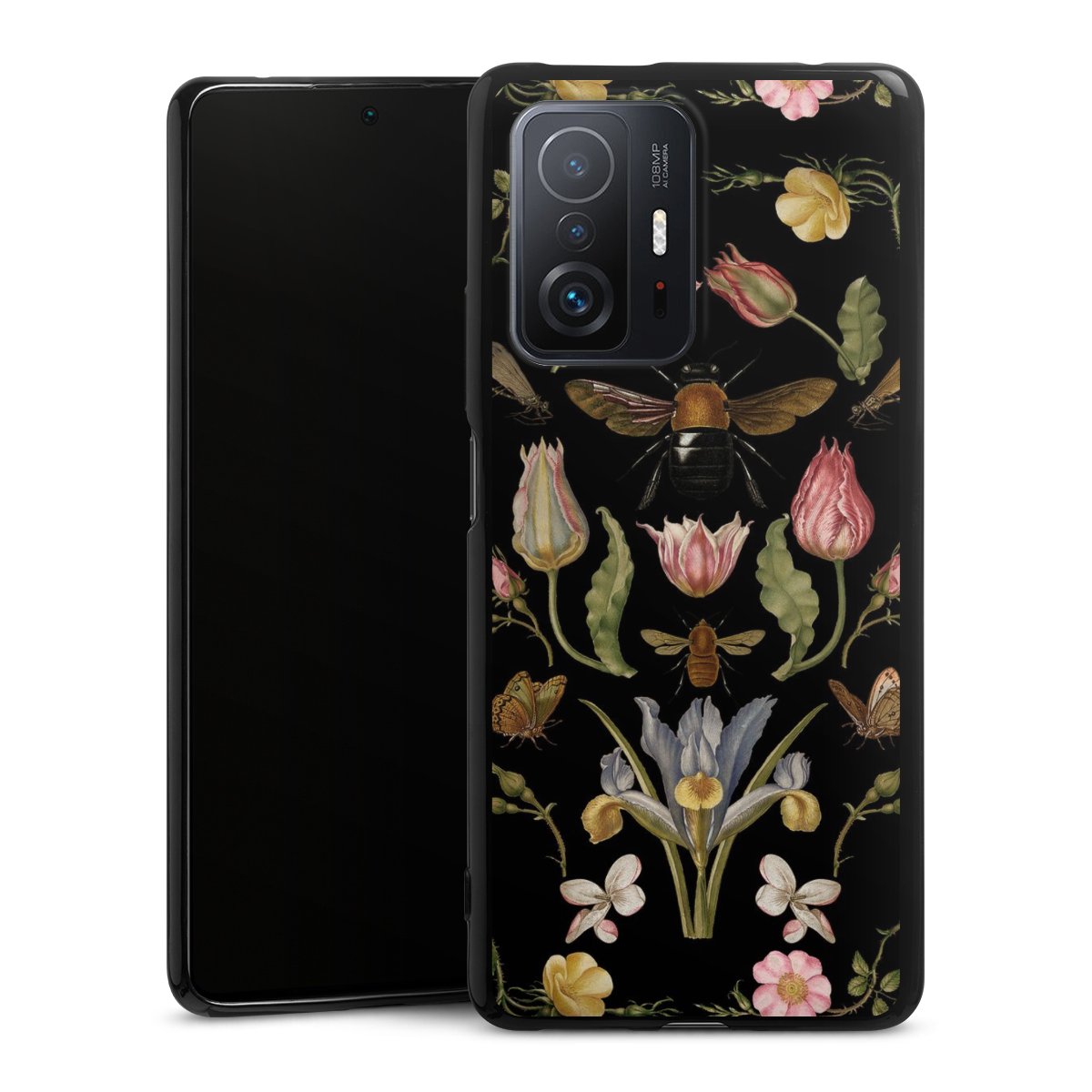 Fleurs Sauvages et Abeilles Fond Noir