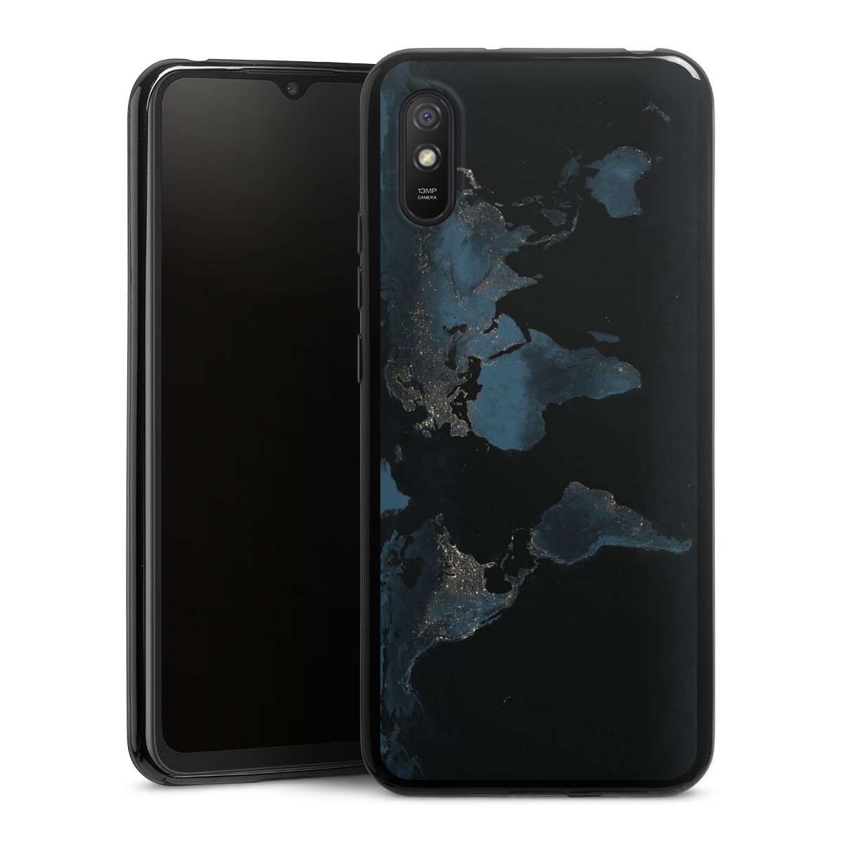 Mappa del mondo con luce notturna