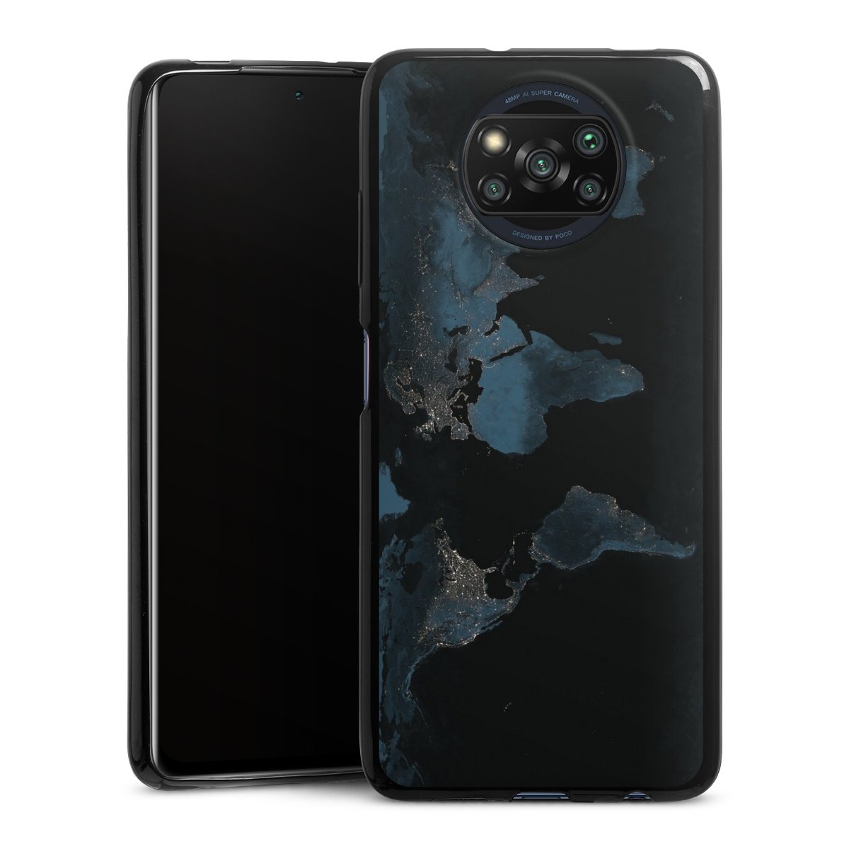 Mappa del mondo con luce notturna