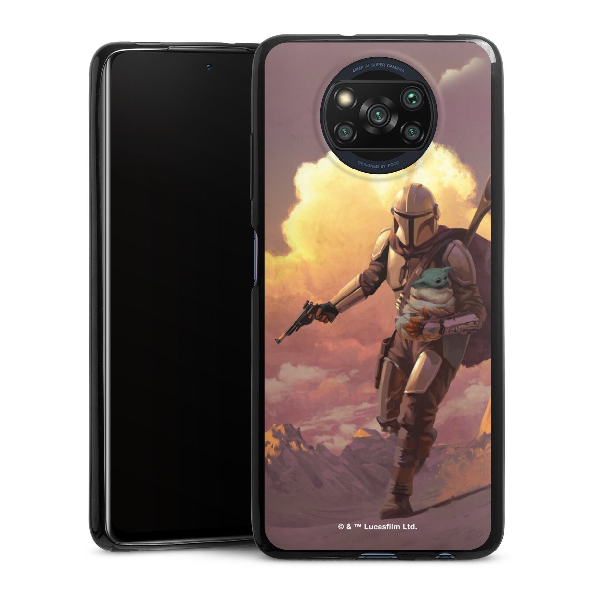 Der Mandalorianer und Grogu Sonnenguntergang Wolken