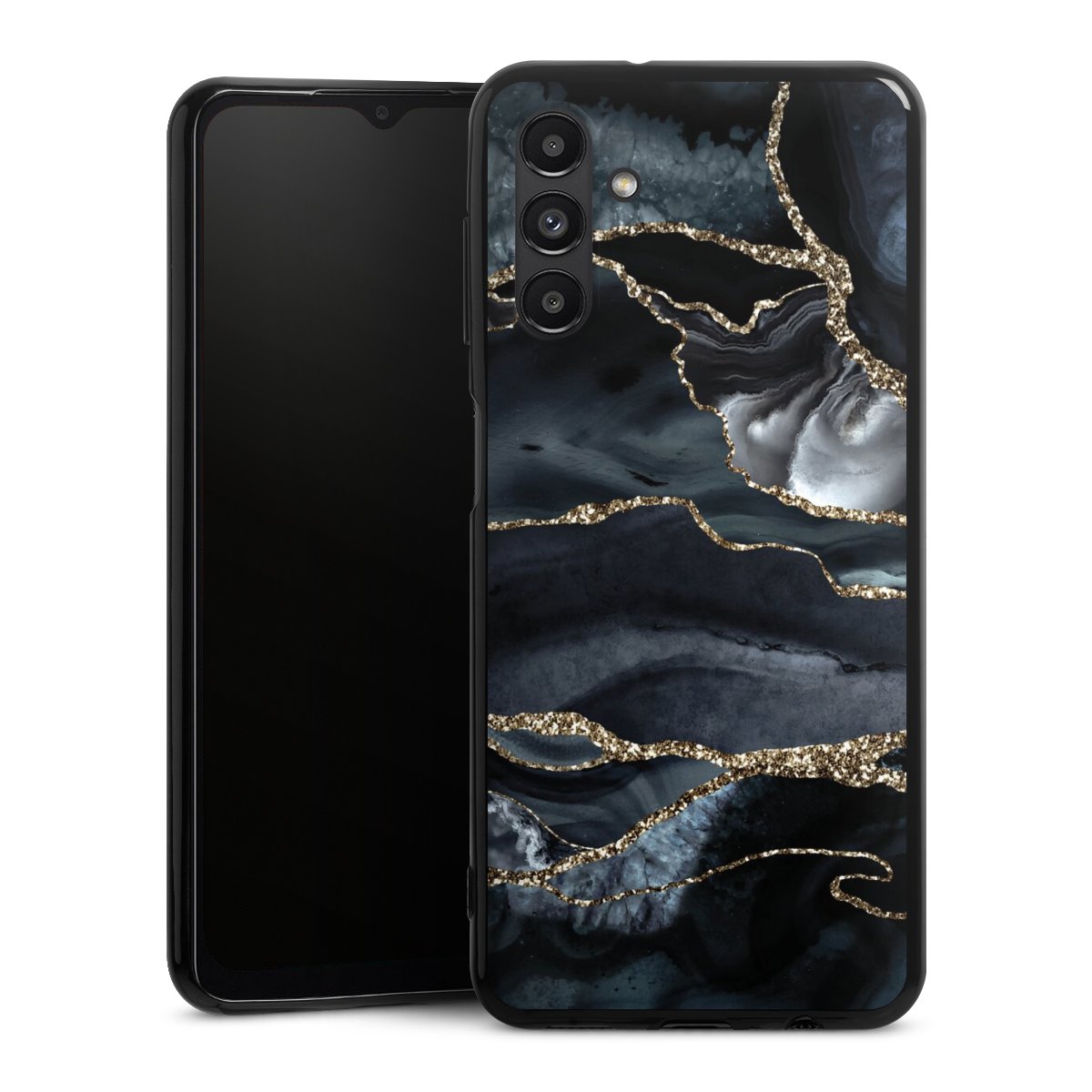 Dunkler Marmor Gold Glitzerlook