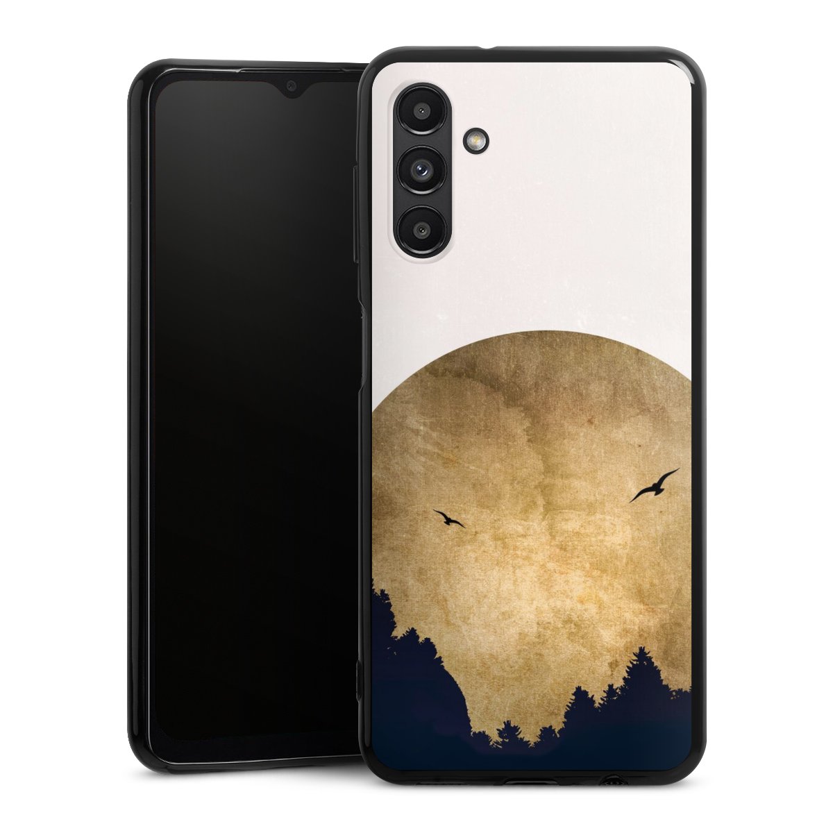 Deux oiseaux et la lune