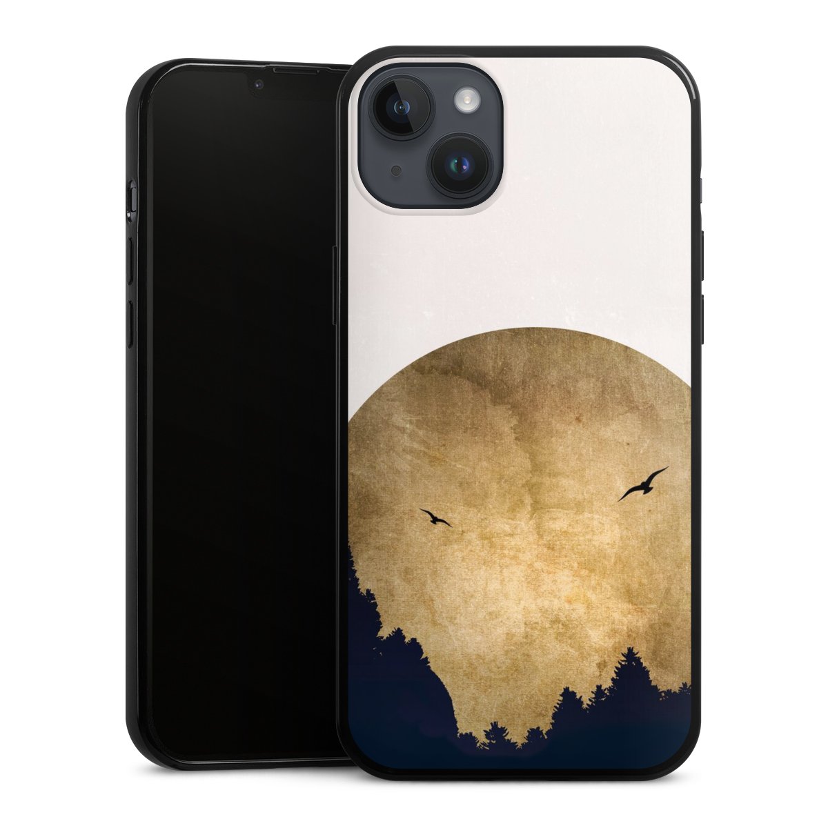 Deux oiseaux et la lune