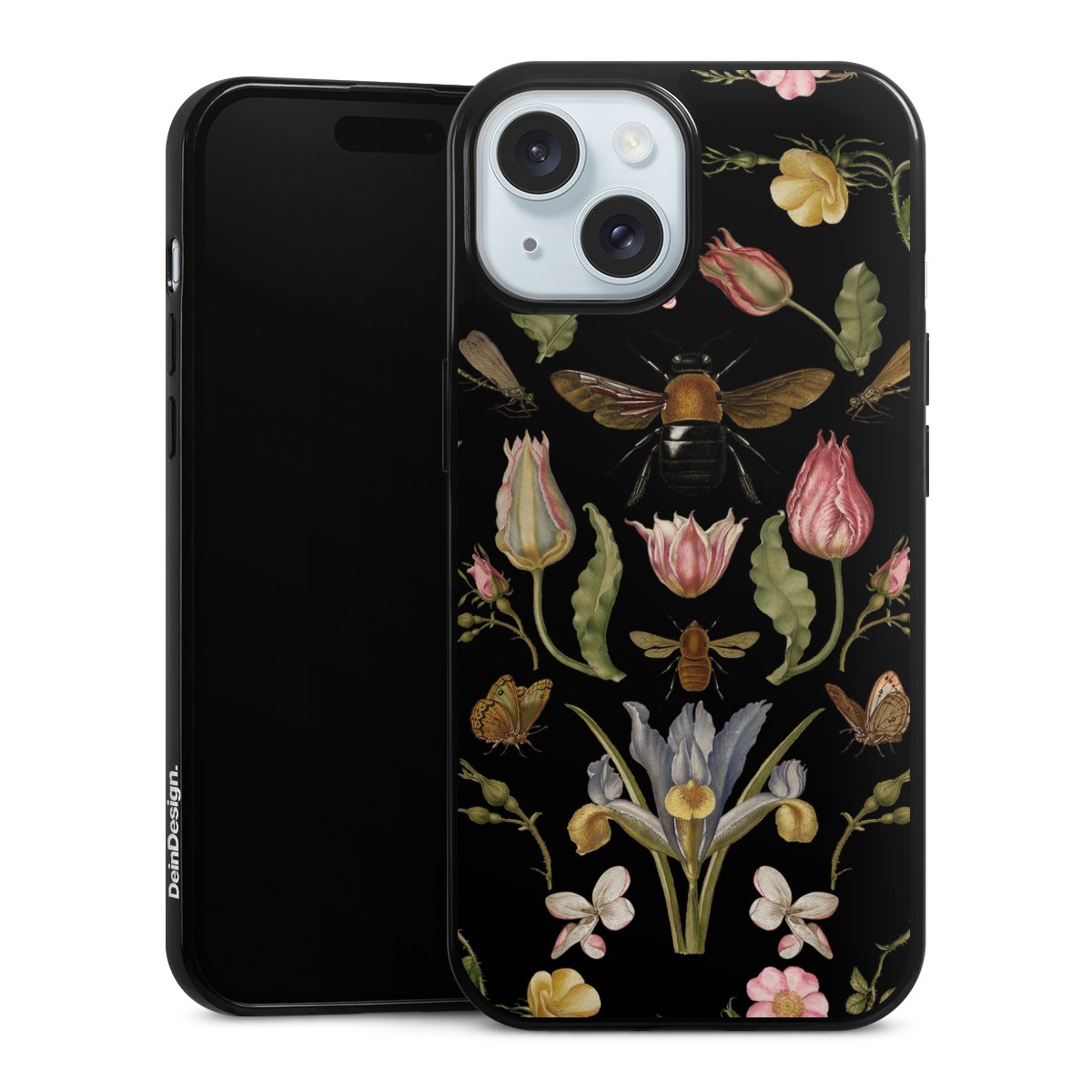 Fleurs Sauvages et Abeilles Fond Noir