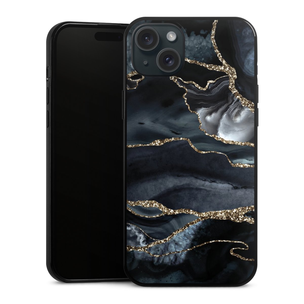 Dunkler Marmor Gold Glitzerlook