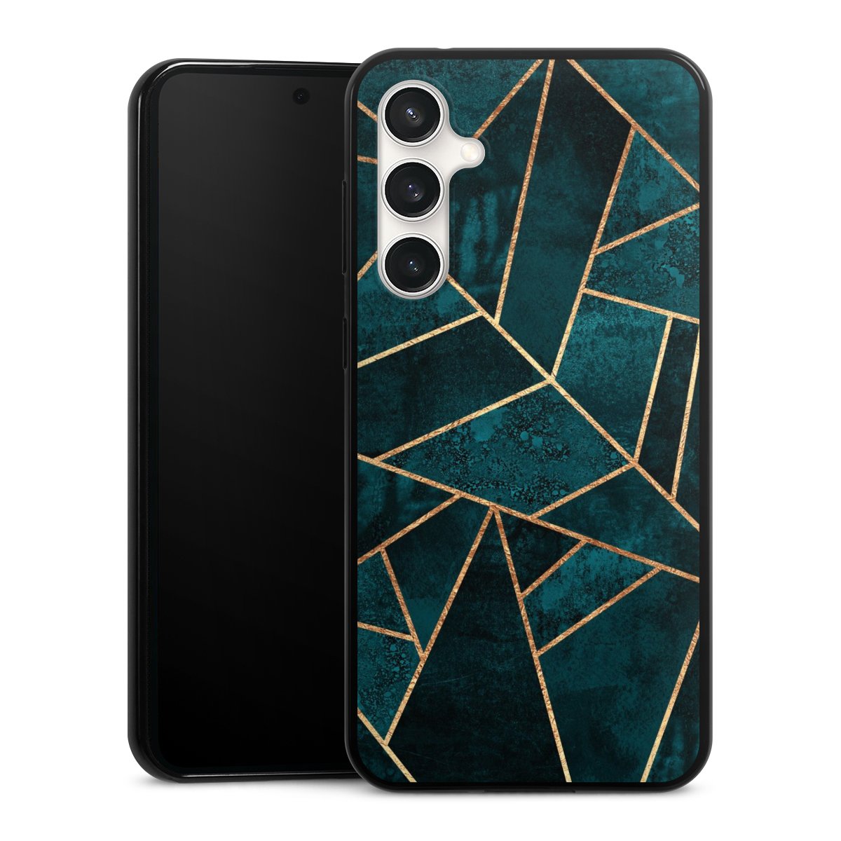 Tief Blaugrün Stein Gold Druck