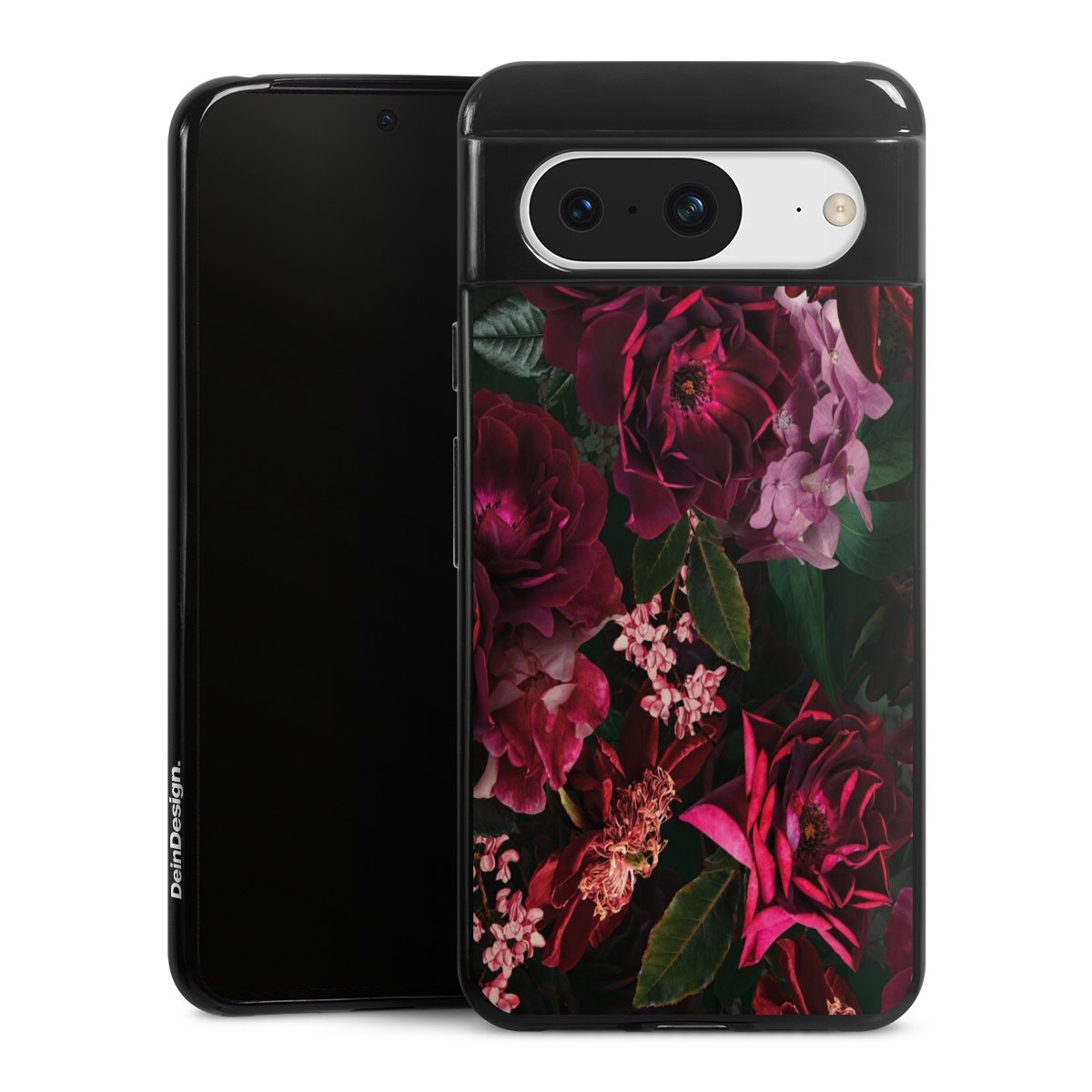 Fleurs rouge foncé et roses