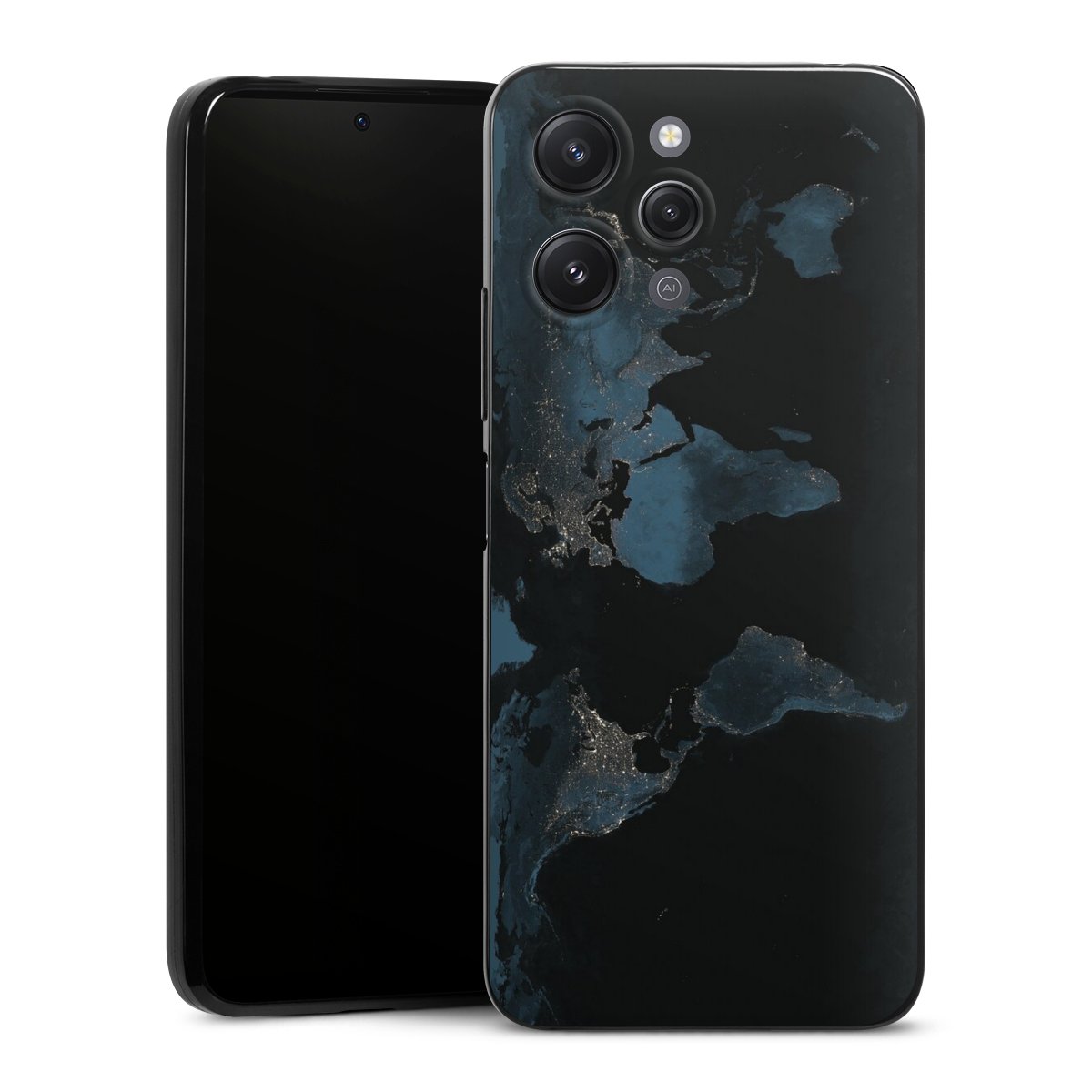 Mappa del mondo con luce notturna