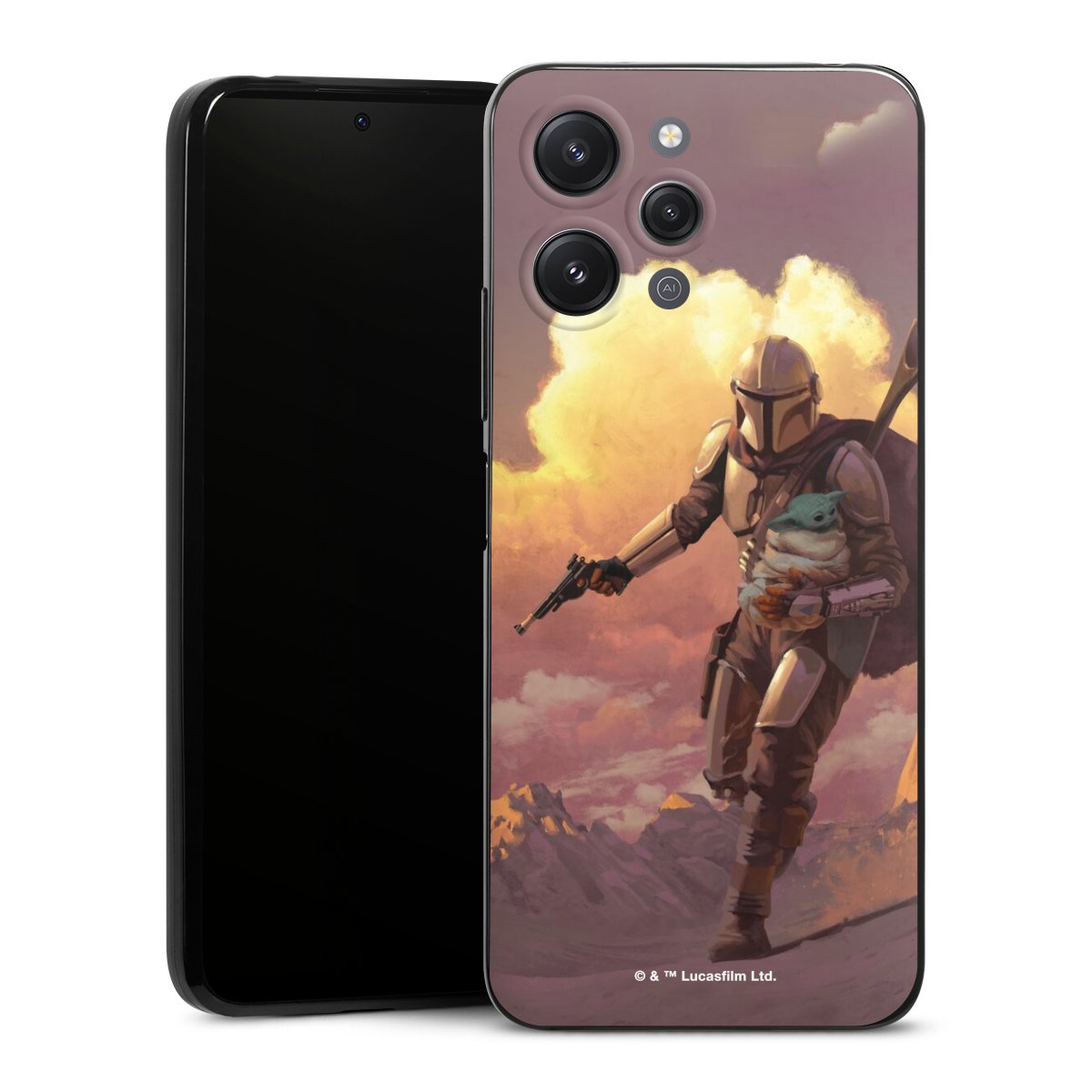 Les nuages ​​du coucher du soleil Mandalorien et Grogu