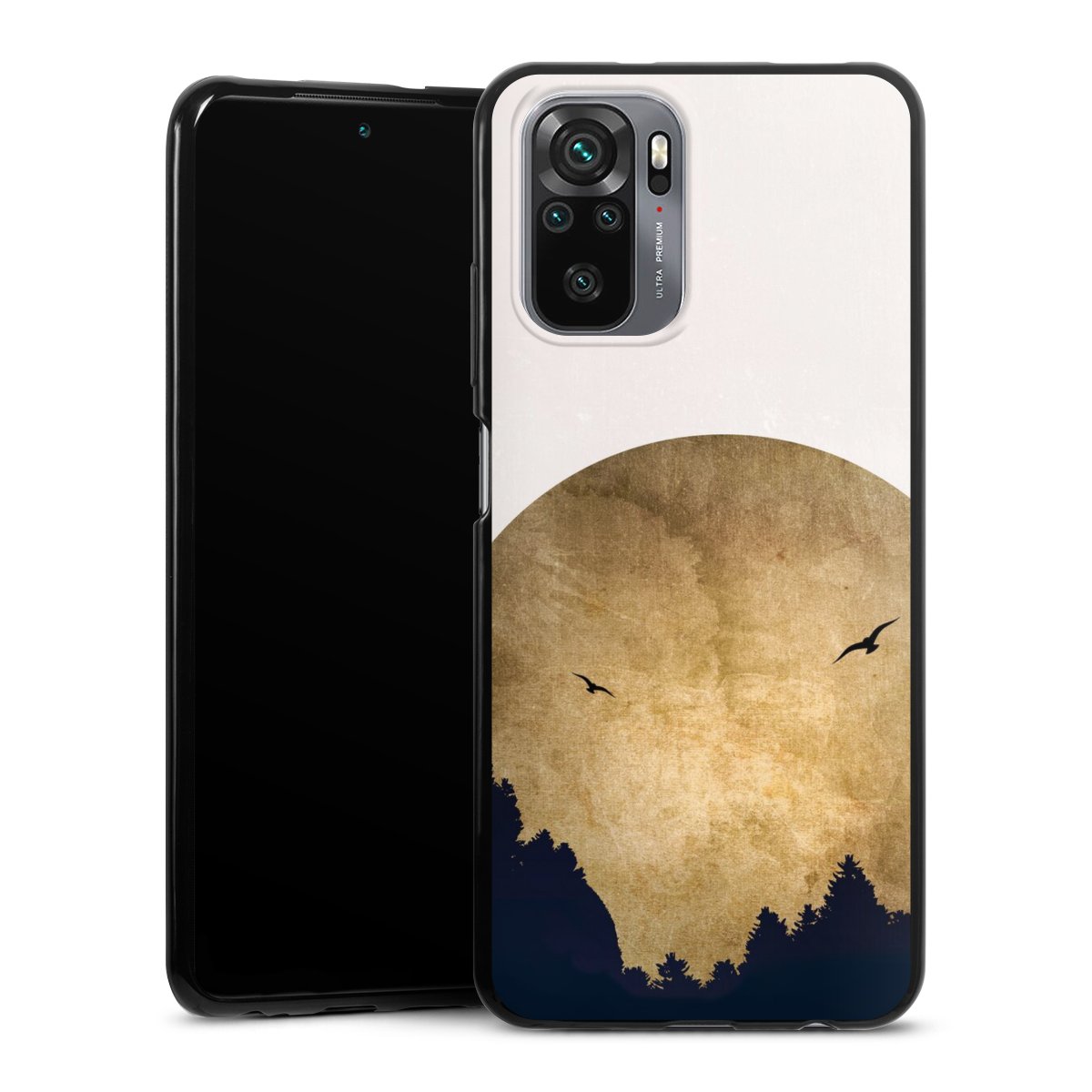 Deux oiseaux et la lune