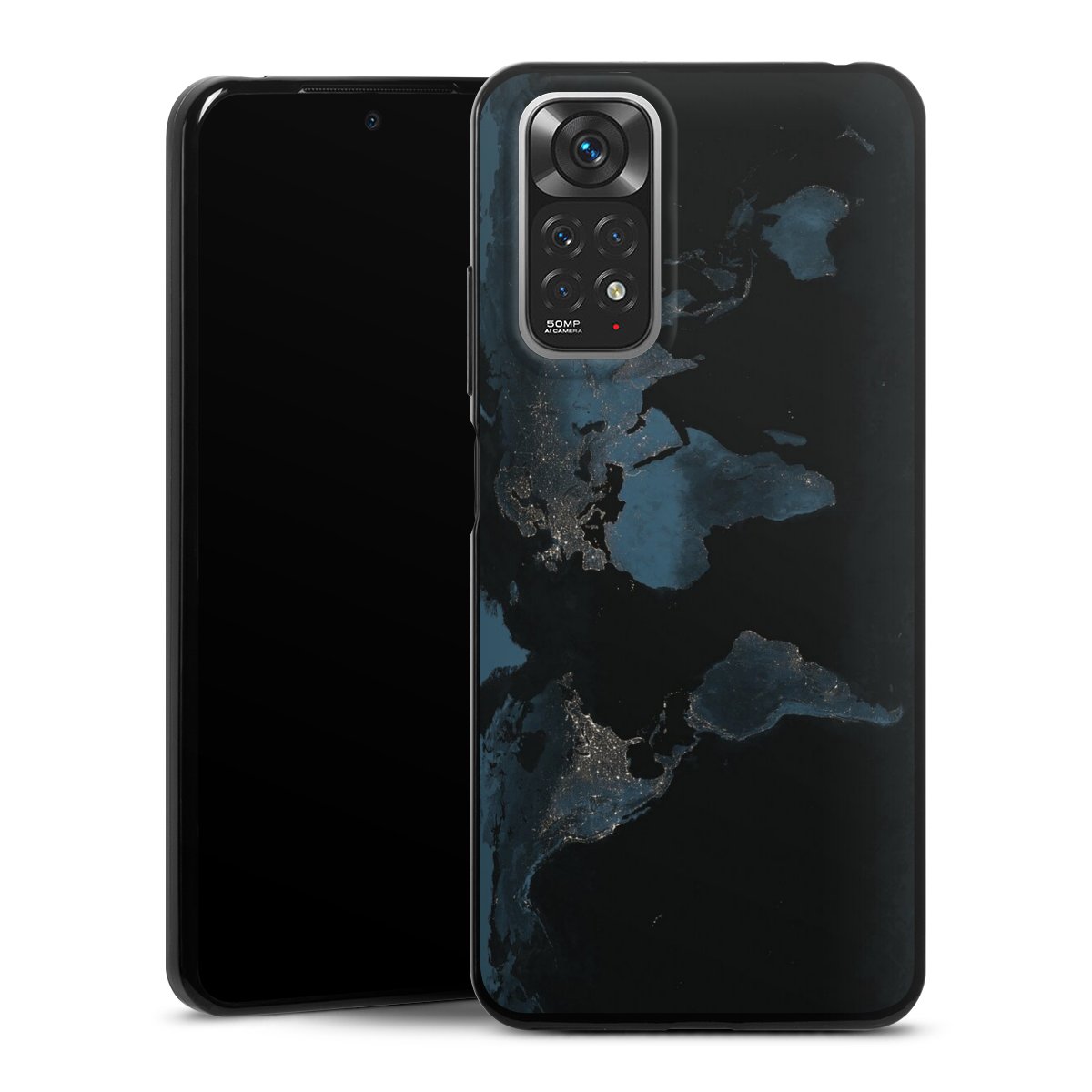 Mappa del mondo con luce notturna