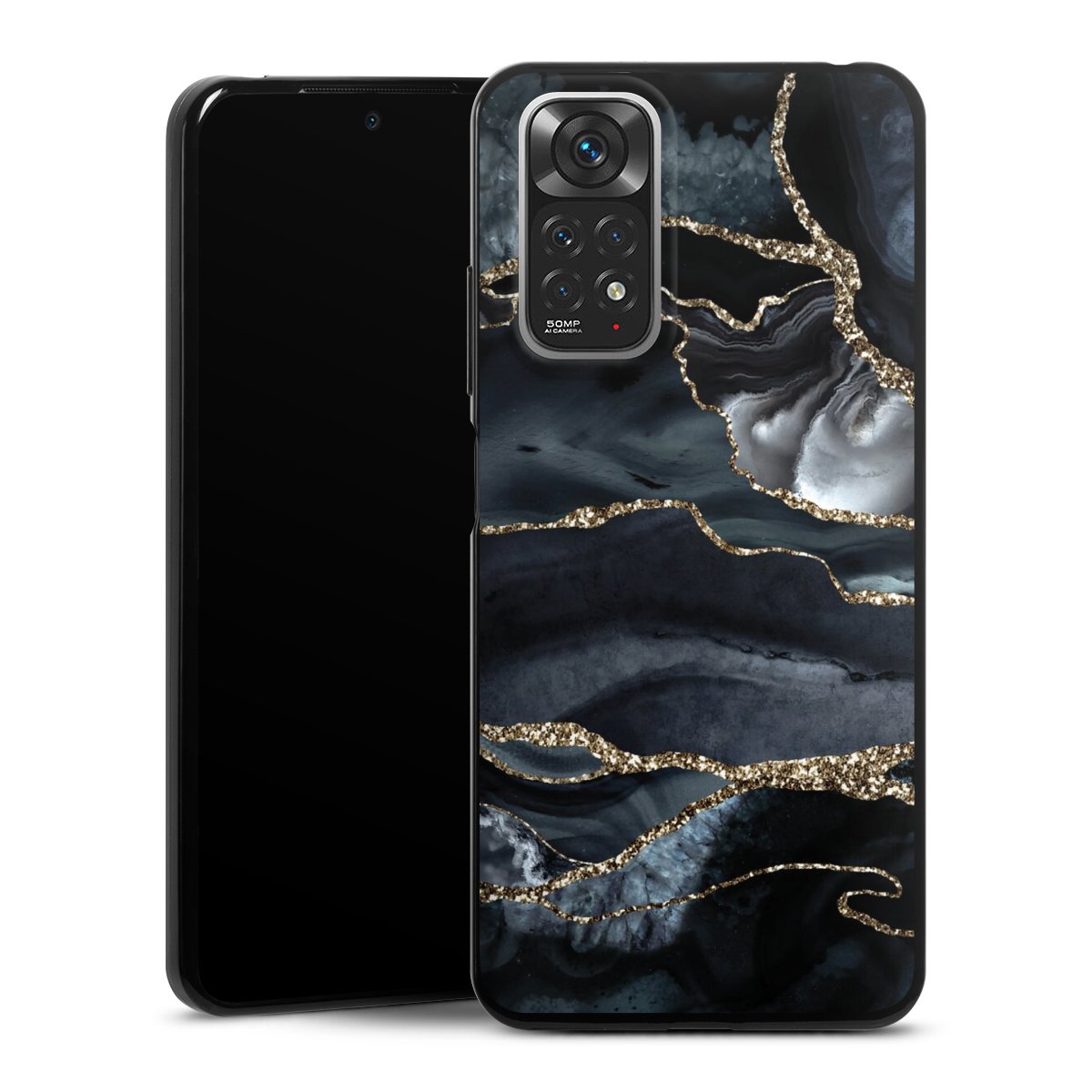Dunkler Marmor Gold Glitzerlook