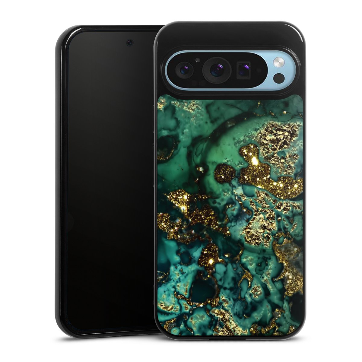 Aspetto marmorizzato ciano glitterato