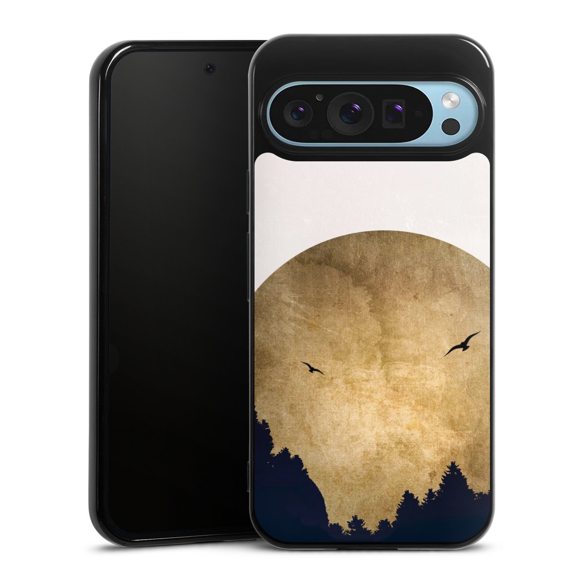 Deux oiseaux et la lune