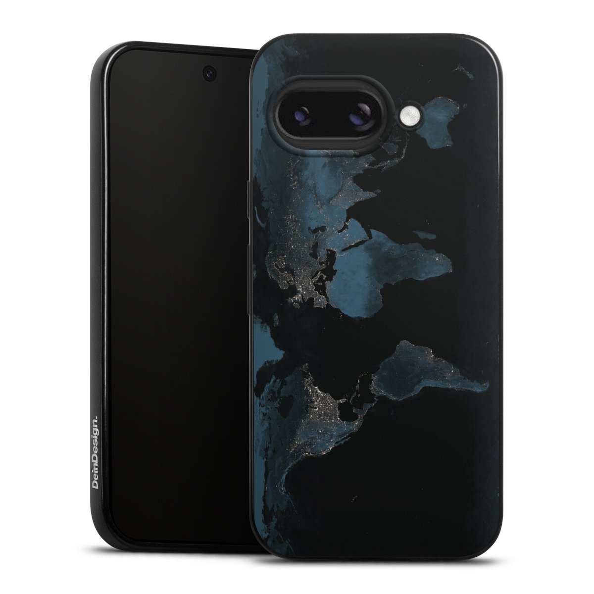 Mappa del mondo con luce notturna