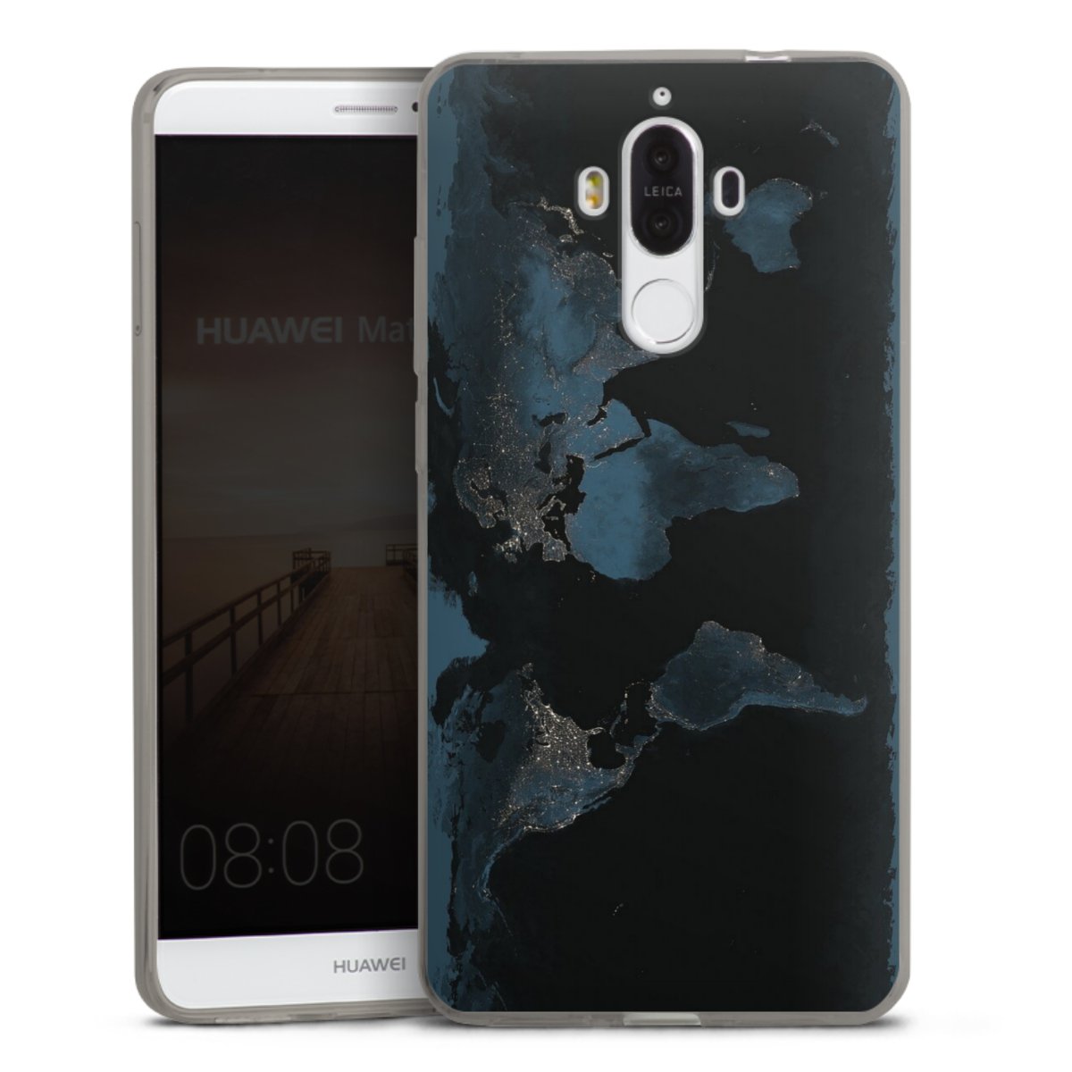 Mappa del mondo con luce notturna