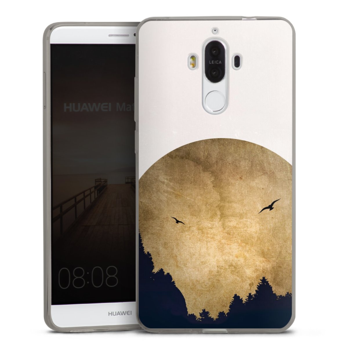 Deux oiseaux et la lune