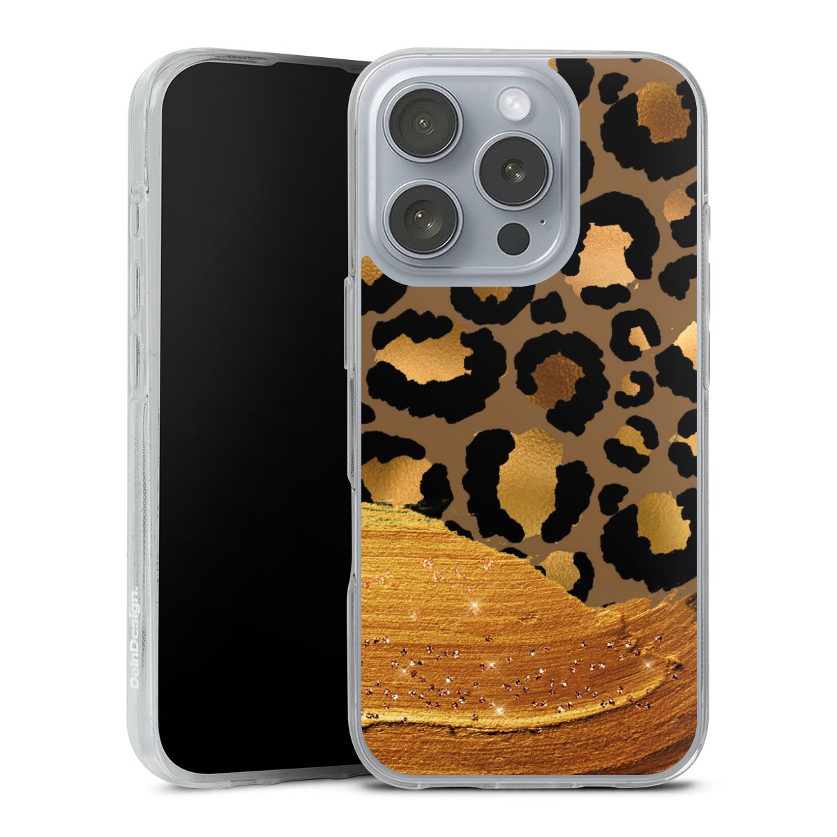 Dunkelgoldener Leoparden Glitzerlook