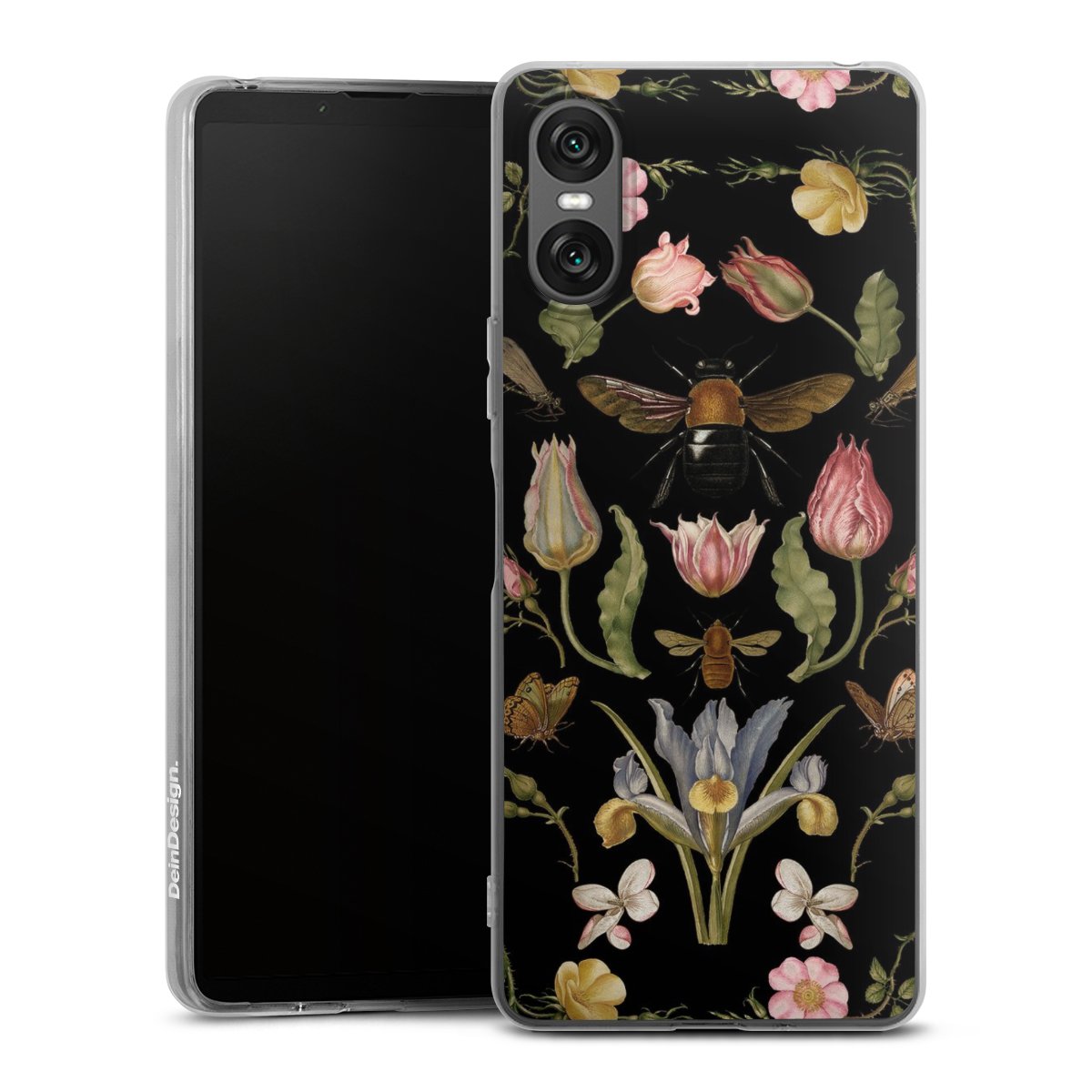 Fleurs Sauvages et Abeilles Fond Noir