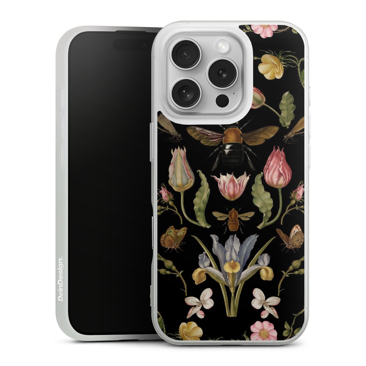 Fleurs Sauvages et Abeilles Fond Noir