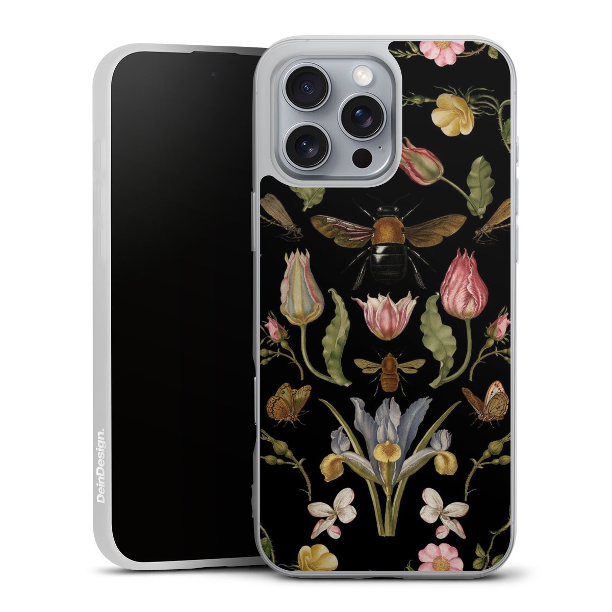 Fleurs Sauvages et Abeilles Fond Noir