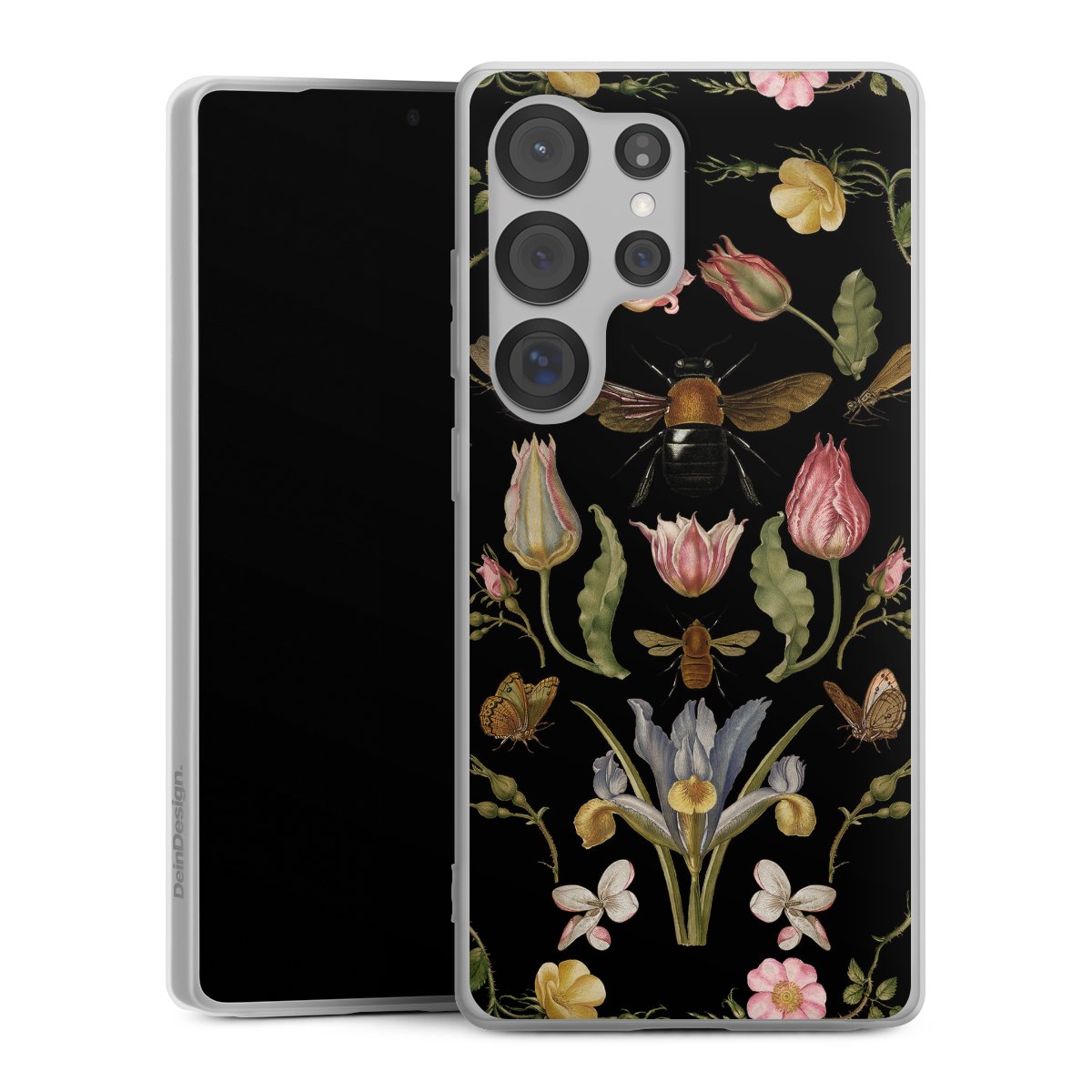 Fleurs Sauvages et Abeilles Fond Noir