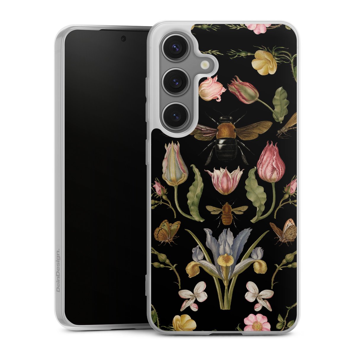 Fleurs Sauvages et Abeilles Fond Noir