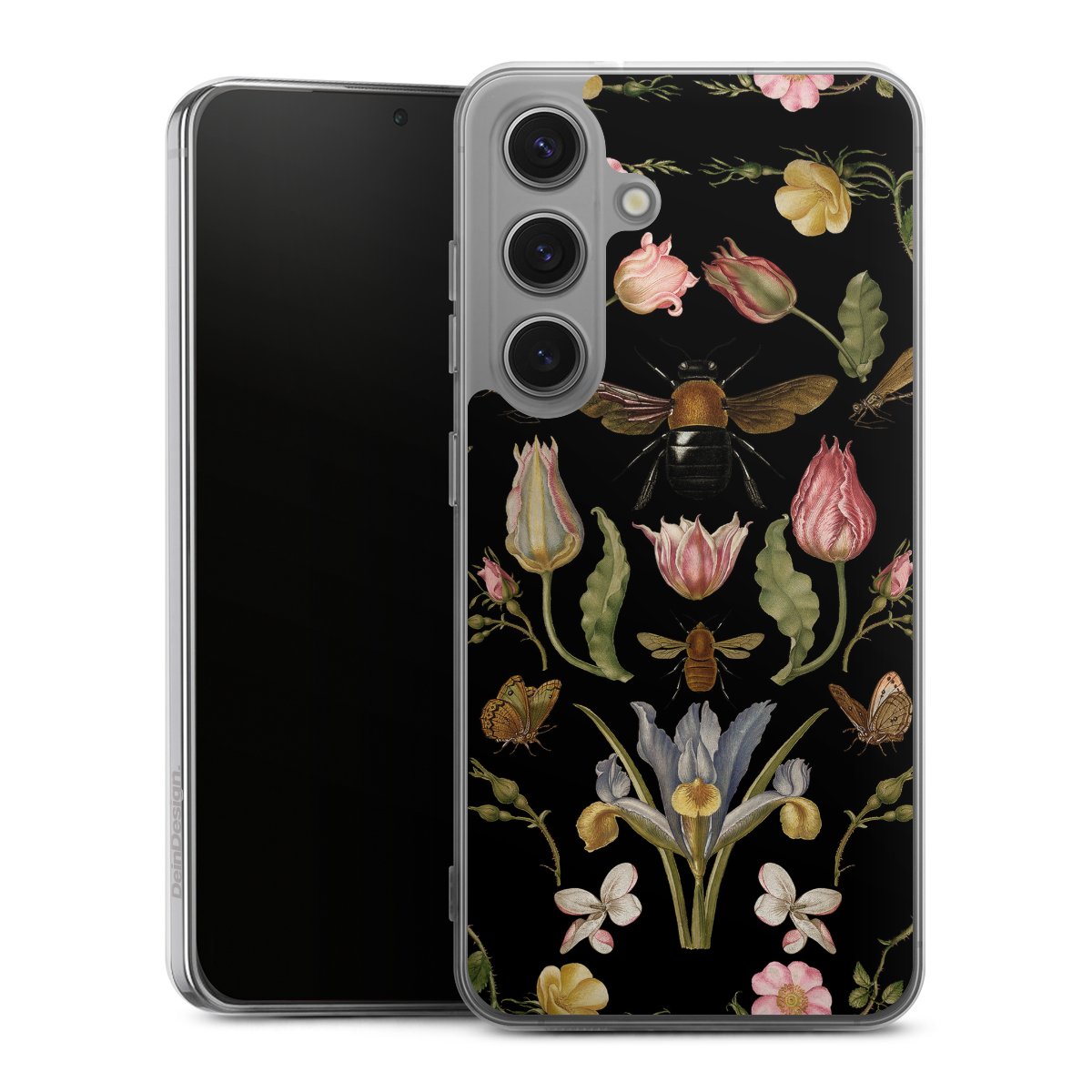 Fleurs Sauvages et Abeilles Fond Noir