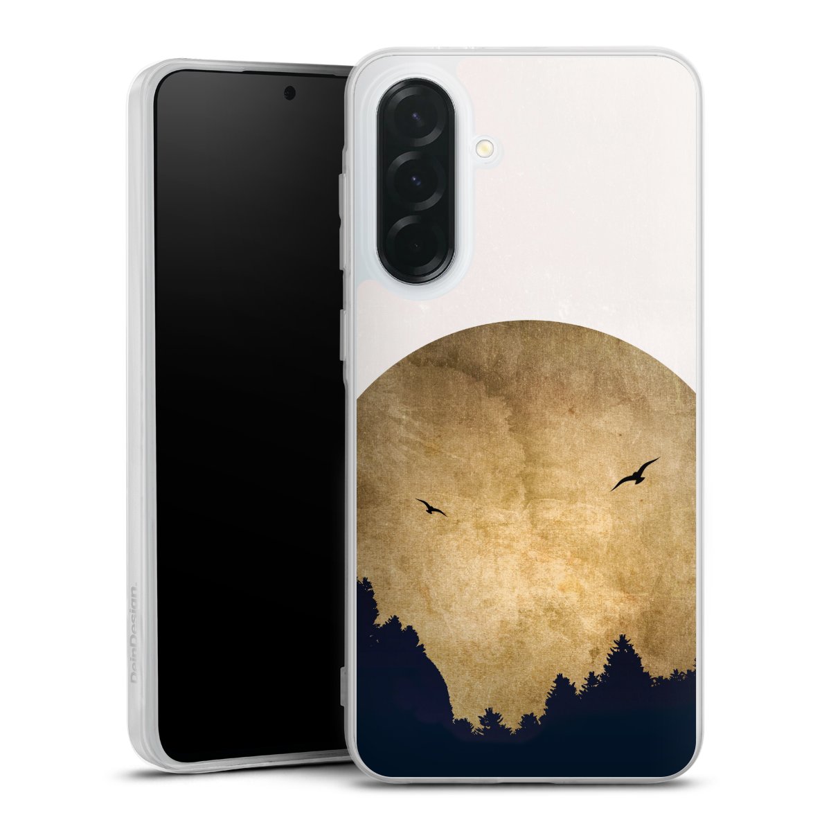 Deux oiseaux et la lune