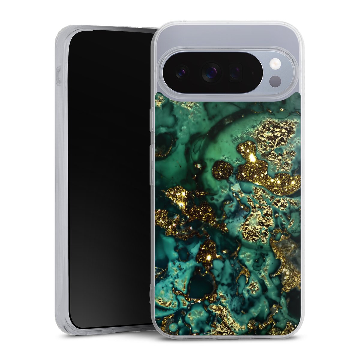 Aspetto marmorizzato ciano glitterato