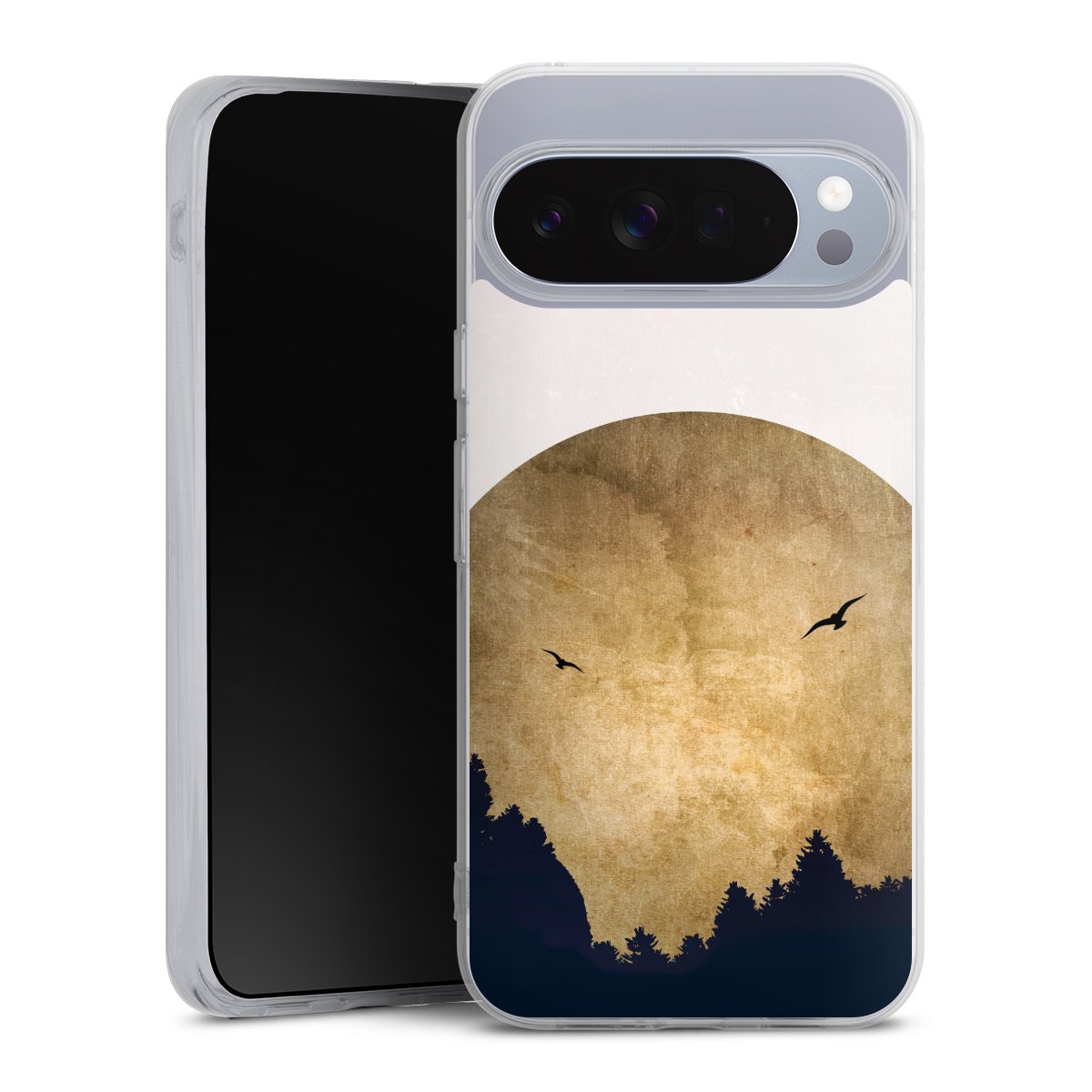 Deux oiseaux et la lune