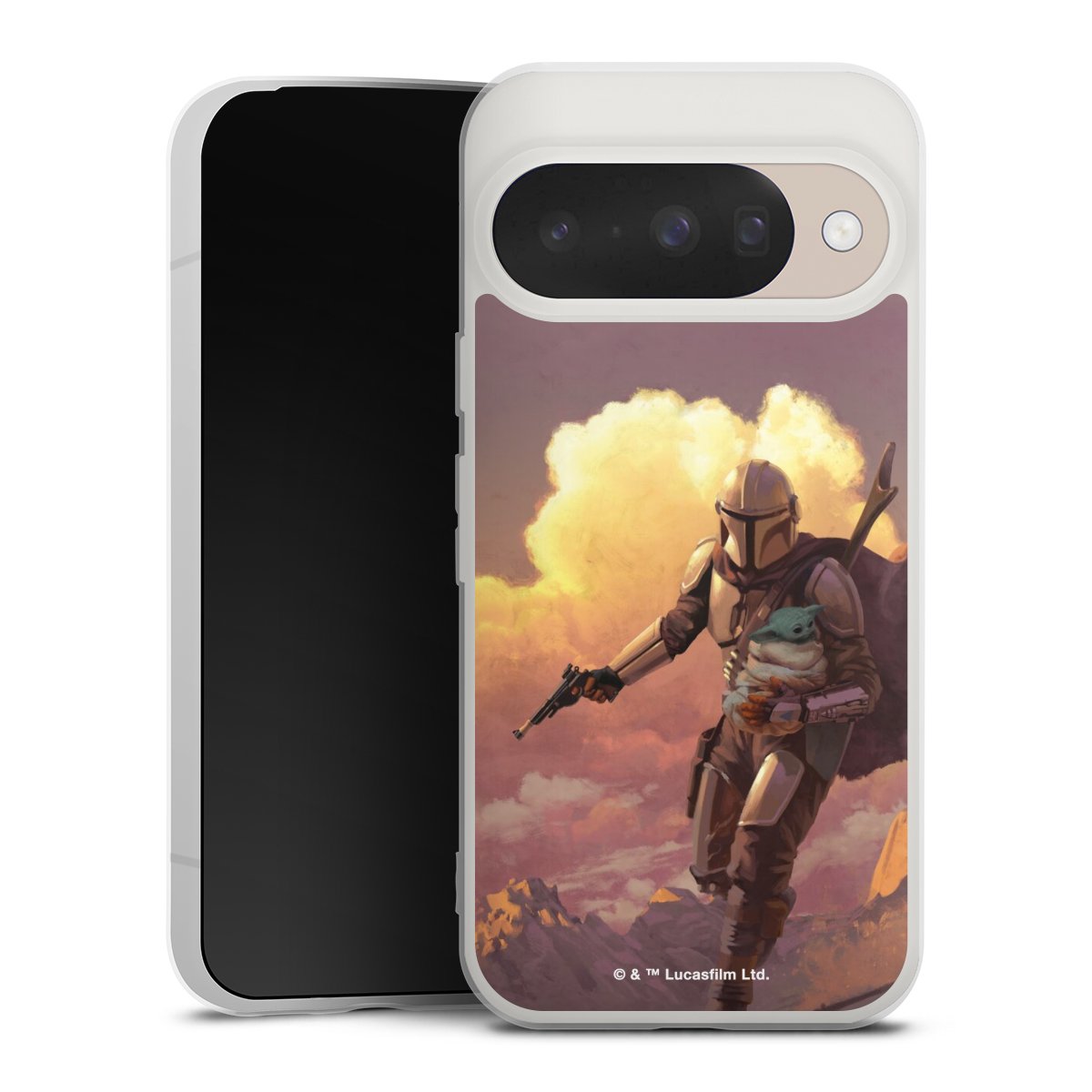 Der Mandalorianer und Grogu Sonnenguntergang Wolken